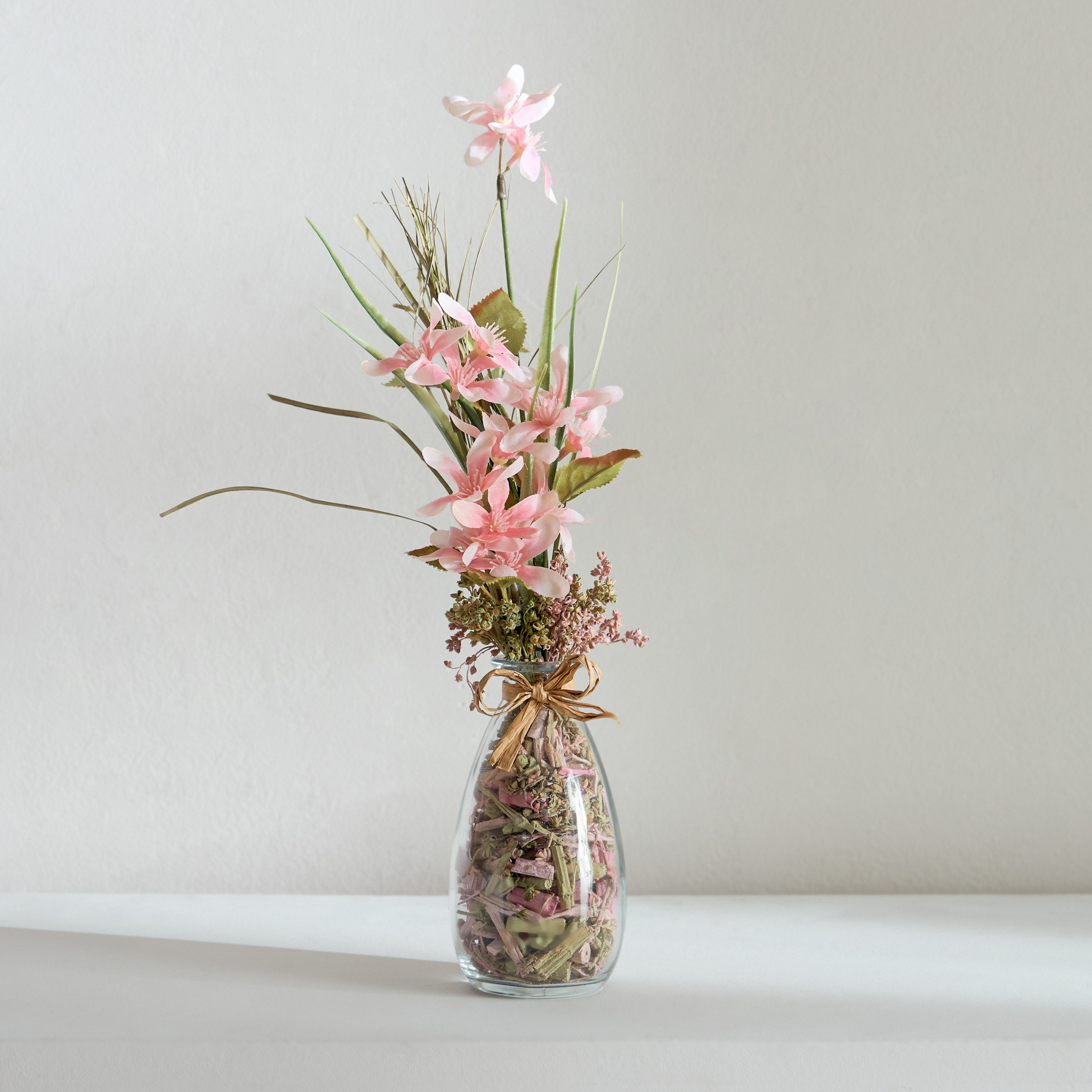 زهرة فراشة في مزهرية زجاجية مع أزهار مجففة من كيفن - 11x10x35 سم-hbxdecorandfurnishings-homeaccessories-artificialflowersandplants-image-2