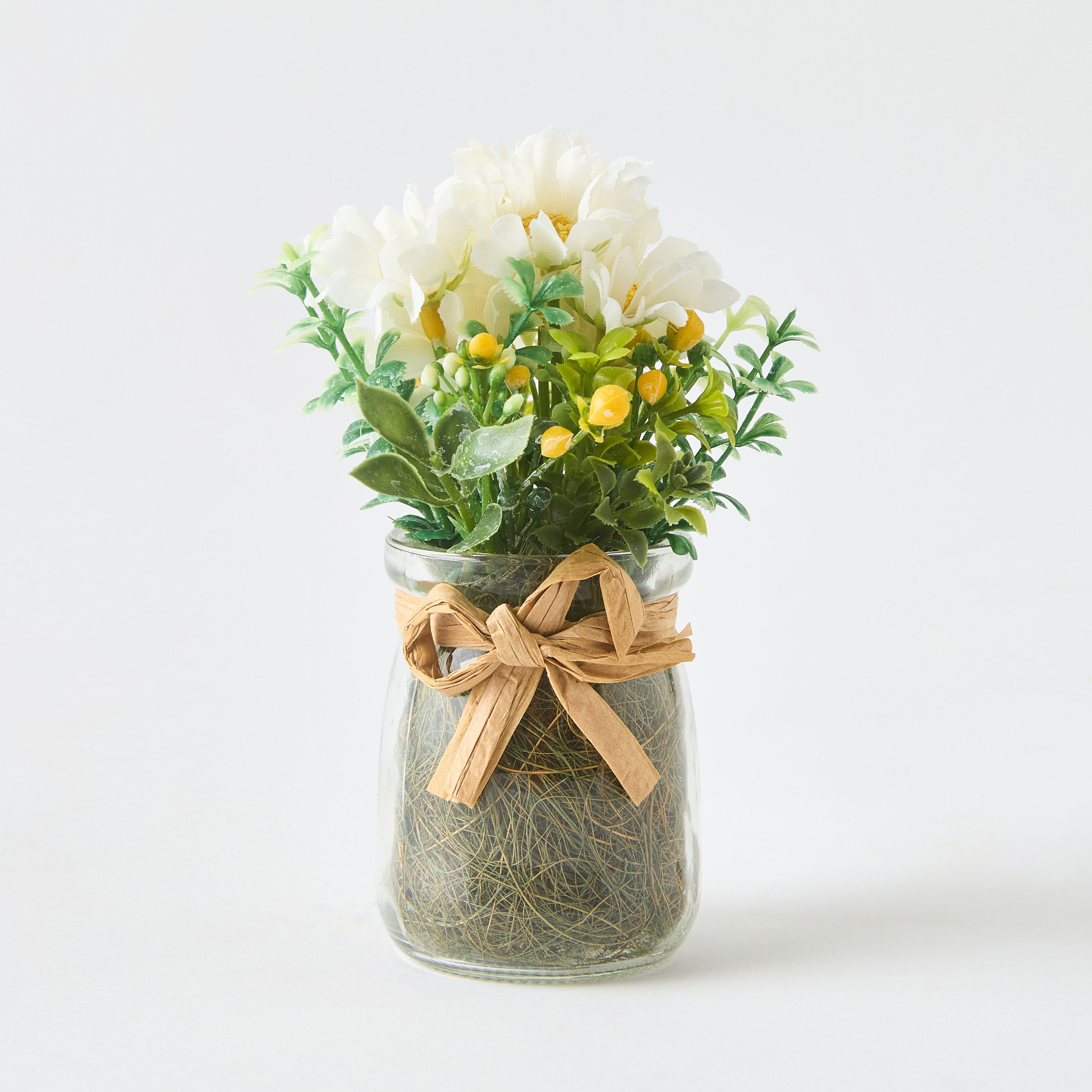 تشكيلة زهور الأقحوان في قارورة زجاجية من كافن - 9x9x13 سم-hbxdecorandfurnishings-homeaccessories-artificialflowersandplants-image-5
