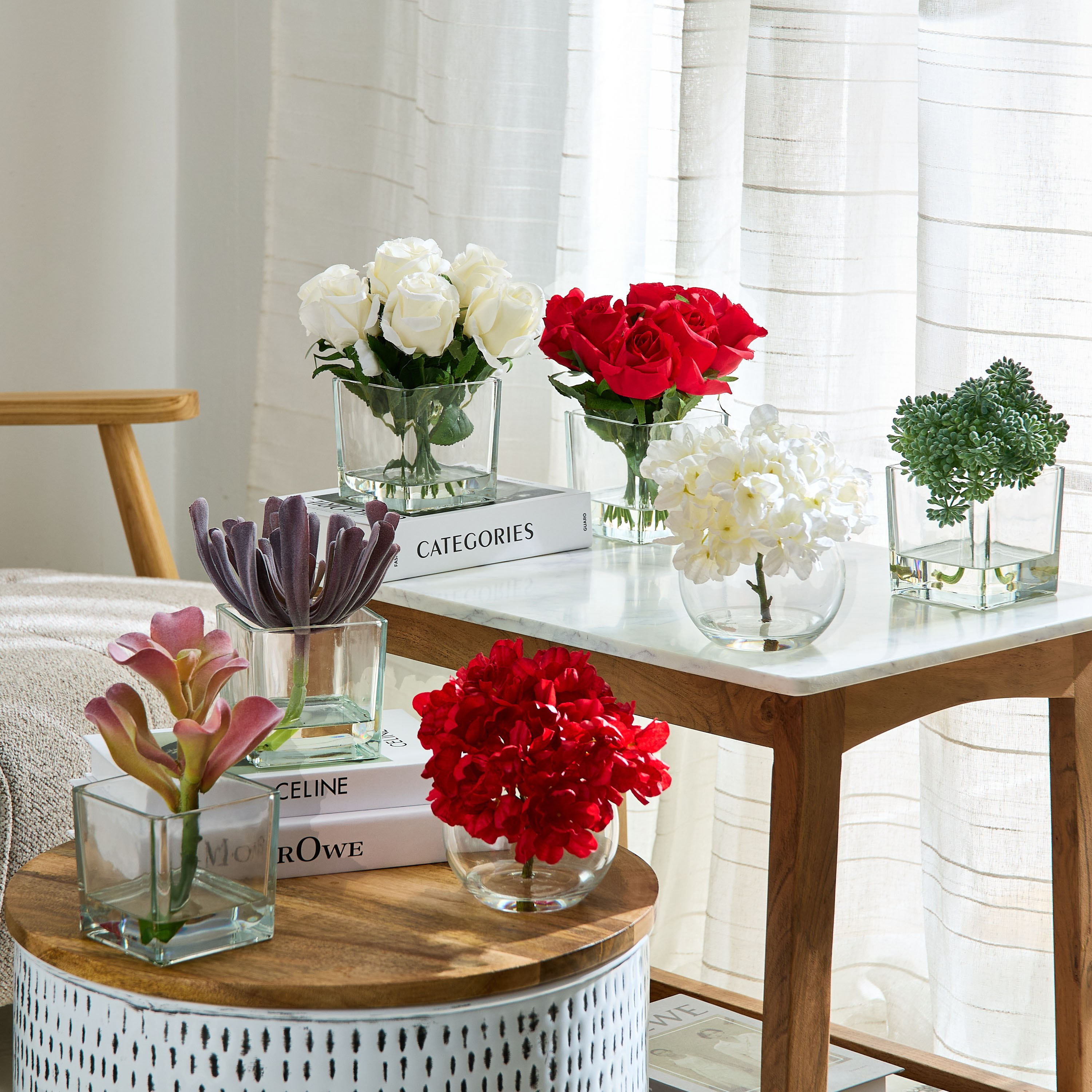 باقة زهور مع ماء في وعاء زجاجي مع ليارا - 28 سم-hbxdecorandfurnishings-homeaccessories-artificialflowersandplants-image-4