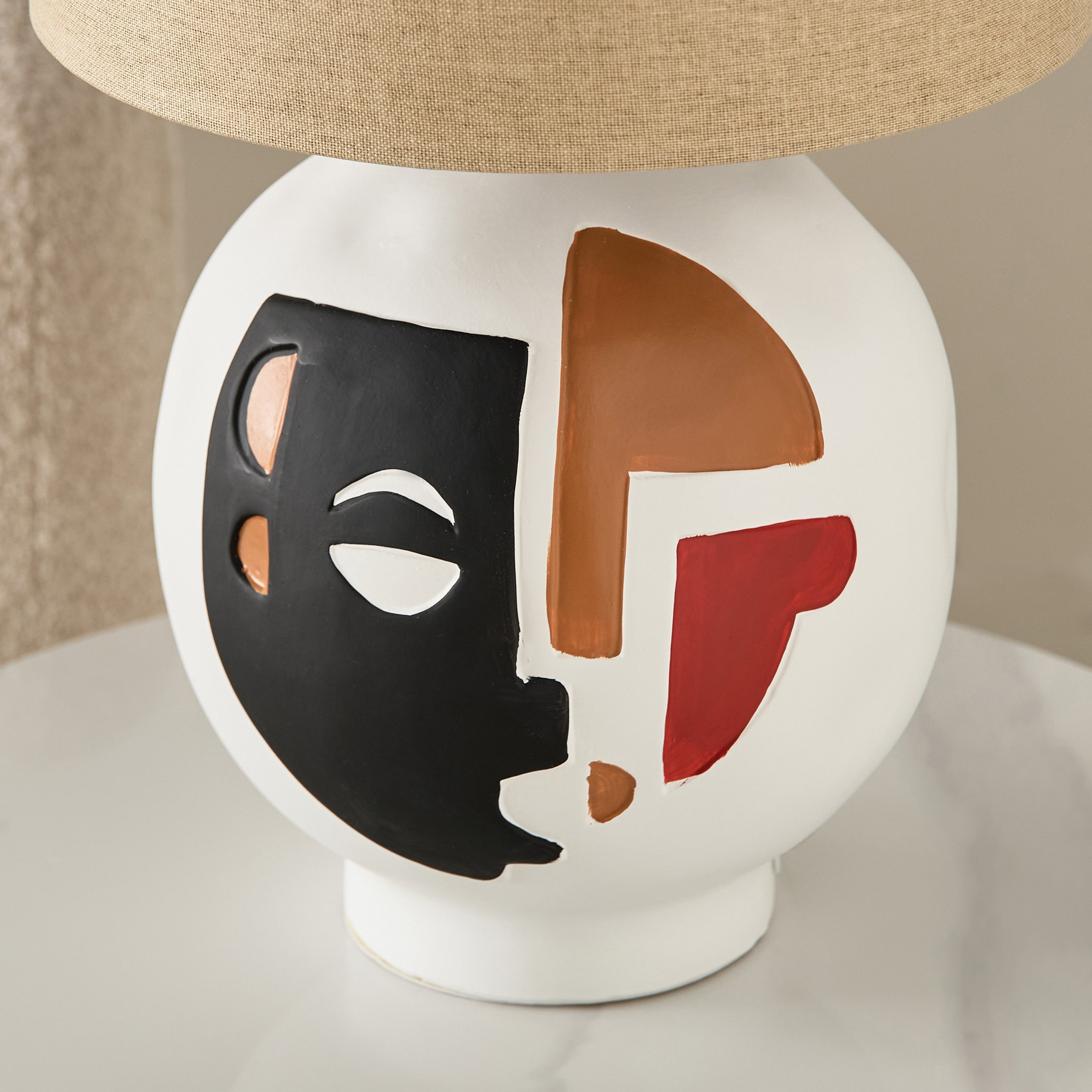 Zoe Mateus Ceramic Table Lamp with Linen Shade - 30x30x50 cm-hbxbedroom-lighting-tablelamps-image-3