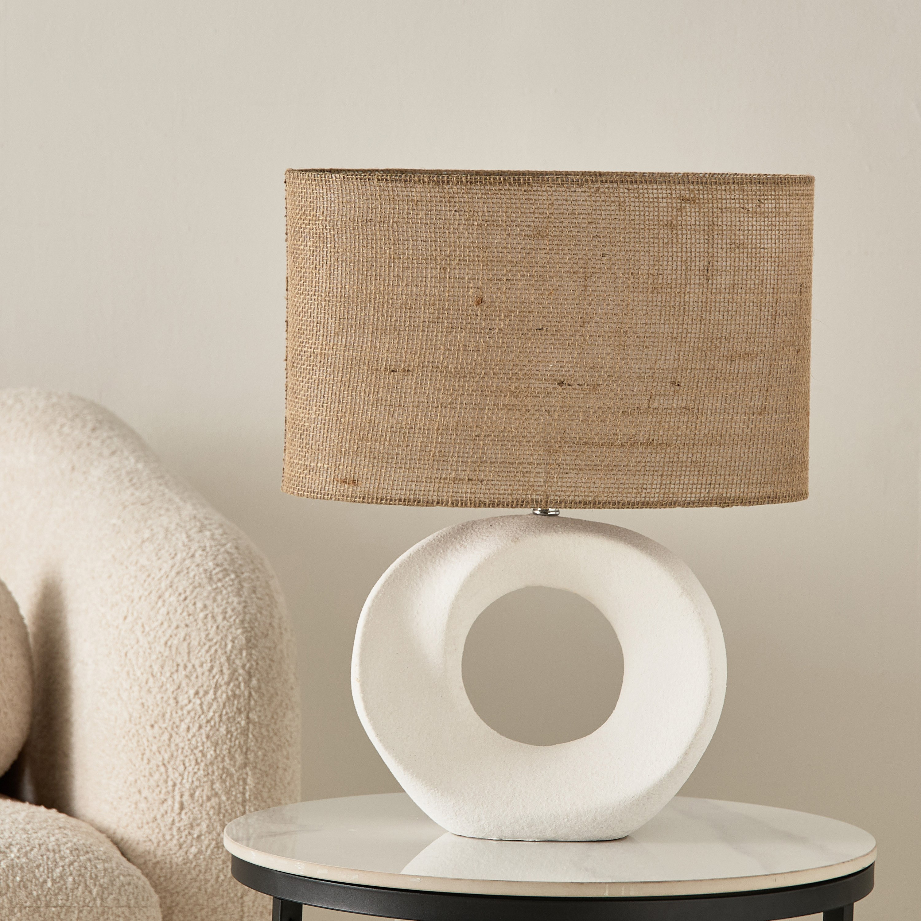 Zoe Spengler Ceramic Table Lamp with Linen Shade - 40x20x51 cm-hbxhomeware-hbxlivingroom-image-1