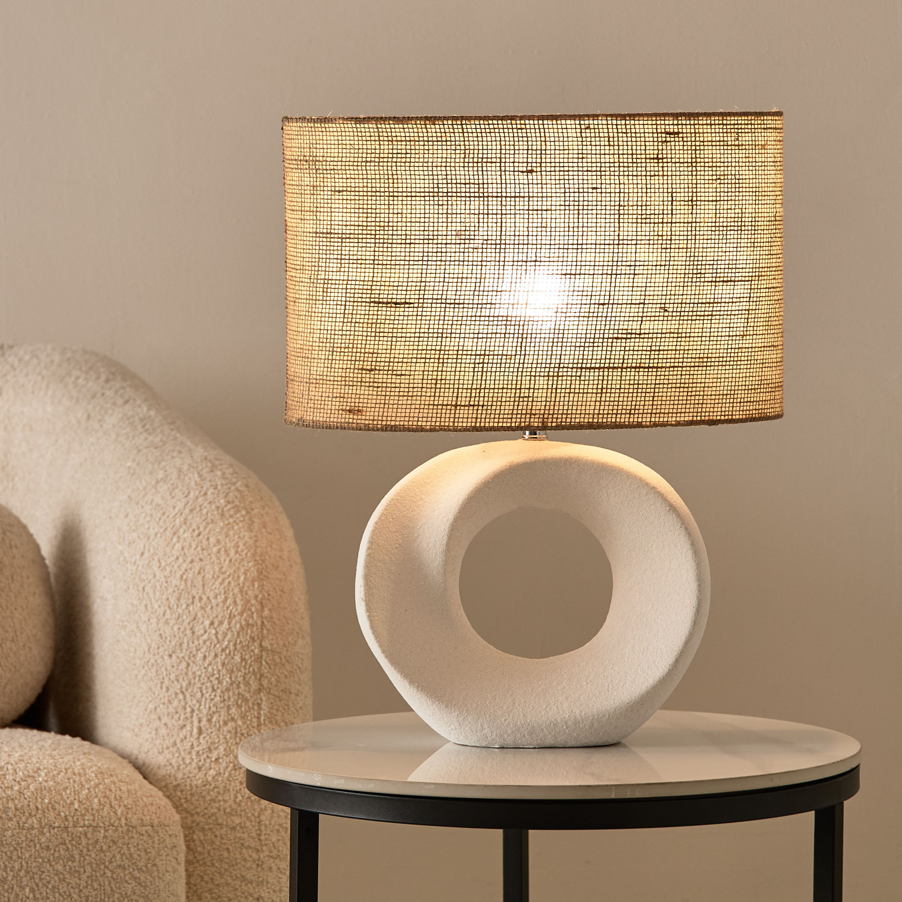 Zoe Spengler Ceramic Table Lamp with Linen Shade - 40x20x51 cm-hbxhomeware-hbxlivingroom-image-2
