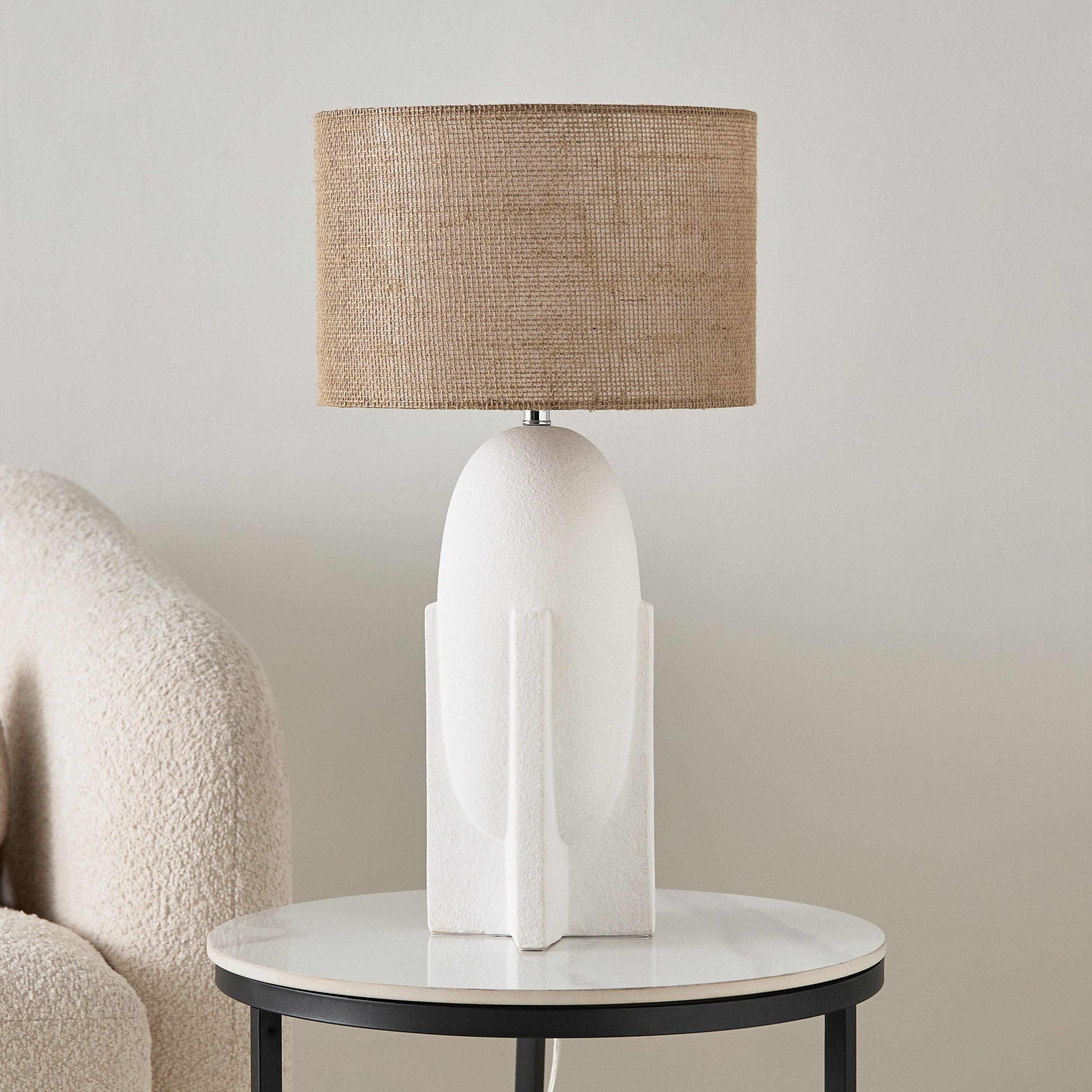 Zoe Iver Ceramic Table Lamp with Linen Shade - 32x32x61 cm-hbxbedroom-lighting-tablelamps-image-1