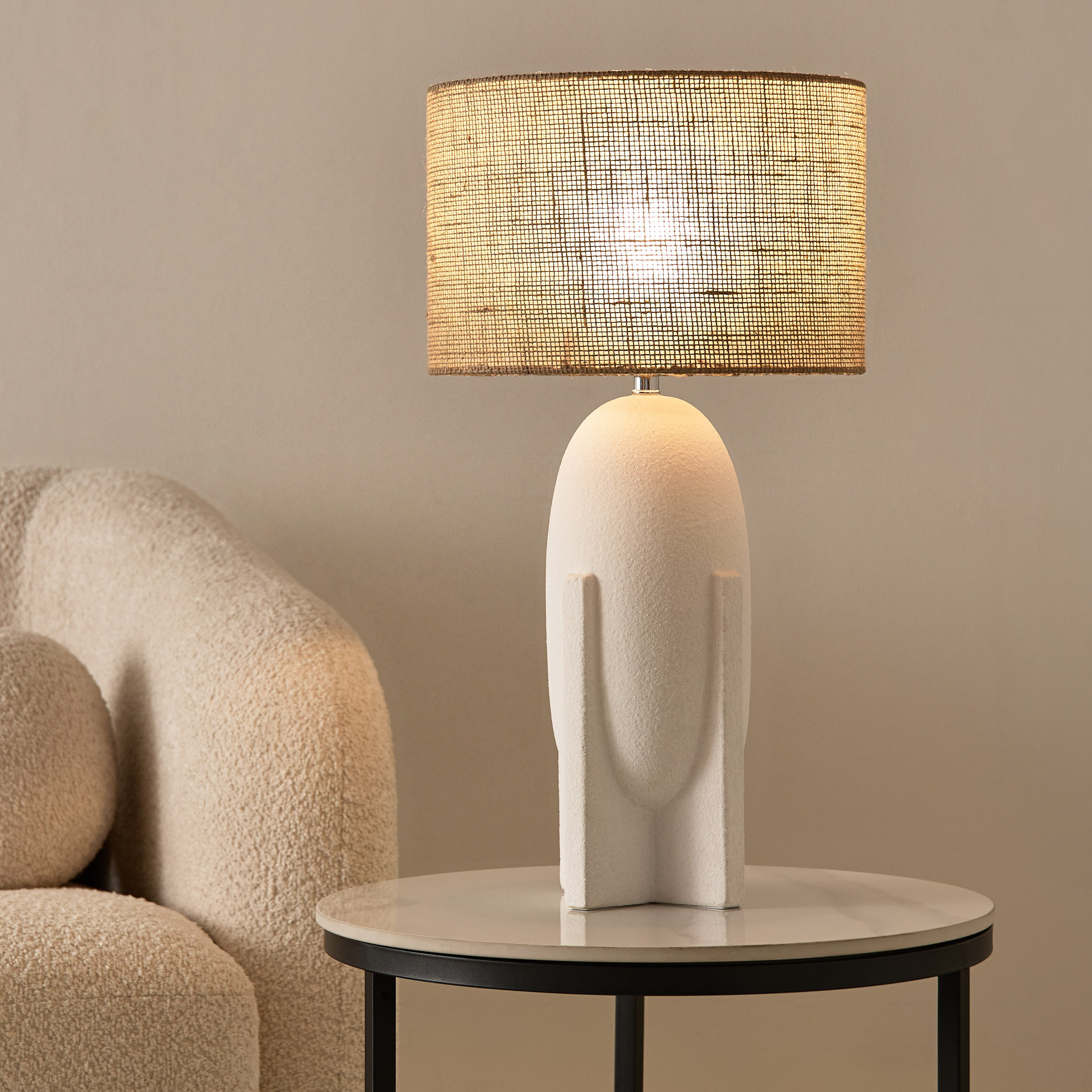 Zoe Iver Ceramic Table Lamp with Linen Shade - 32x32x61 cm-hbxbedroom-lighting-tablelamps-image-2