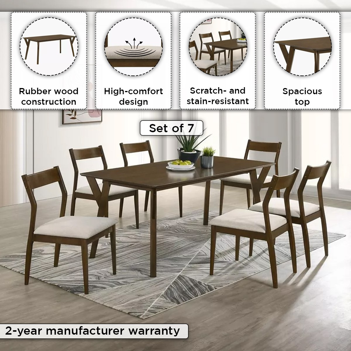 Ana 6-Seater Dining Table Set-hbxfurniture-diningtablesandsets-diningsets-sixseater-image-4
