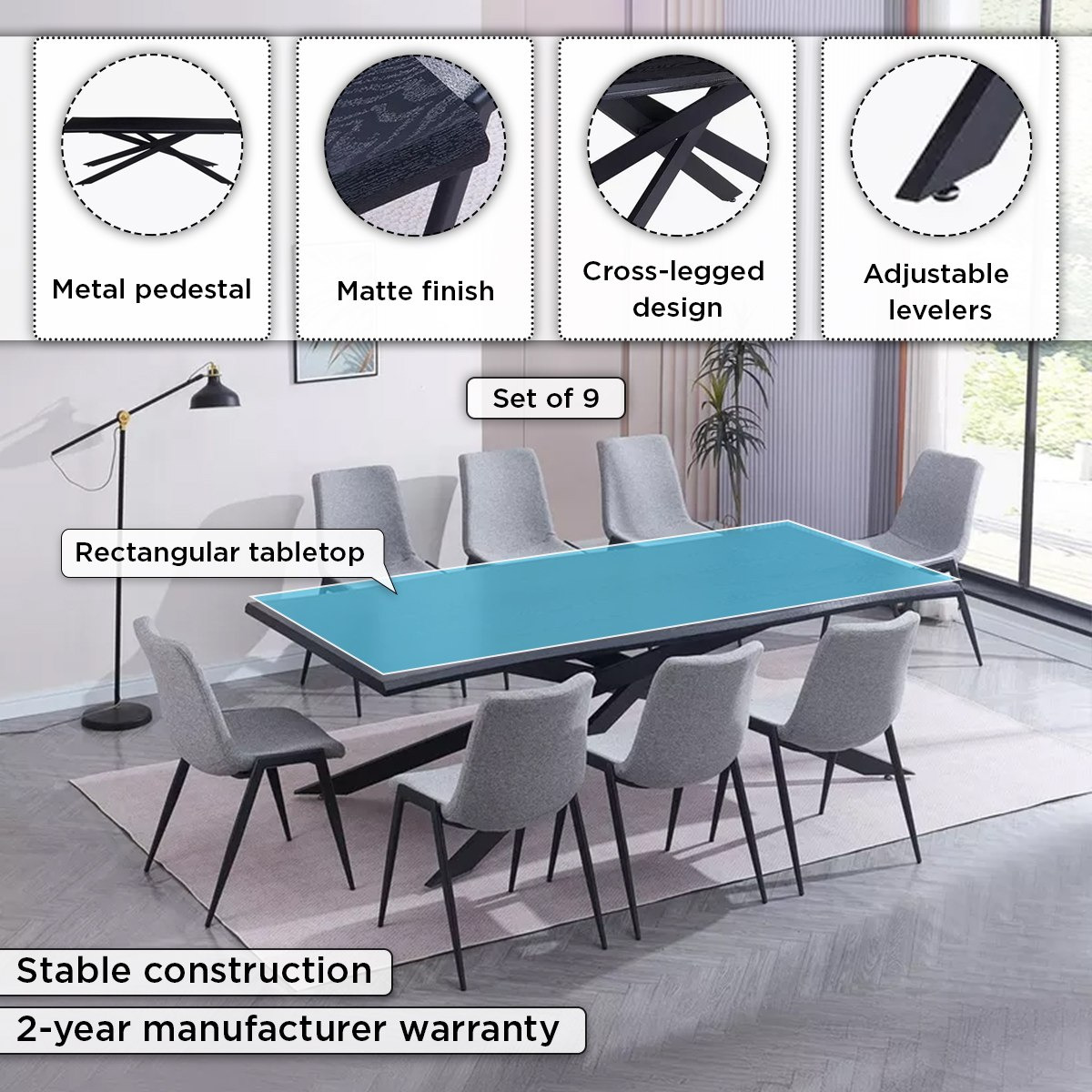 طقم طاولة سفرة 8 مقاعد من أندرسون-hbxfurniture-diningtablesandsets-diningsets-eightseater-image-4