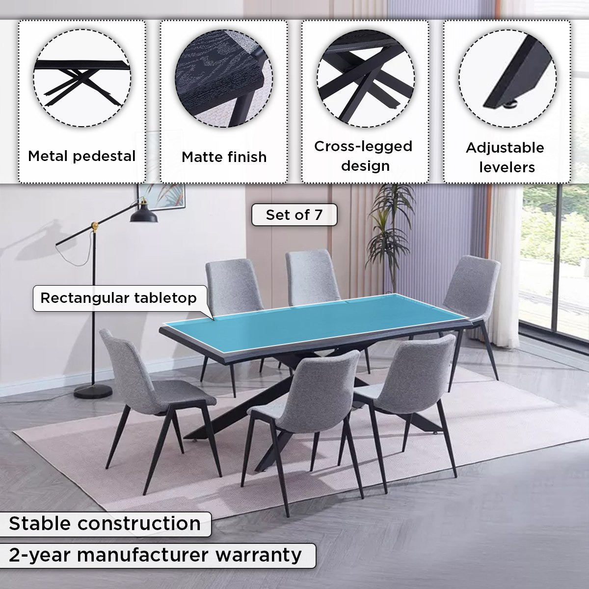 Anderson 6-Seater Dining Table Set-hbxfurniture-diningtablesandsets-diningsets-sixseater-image-4