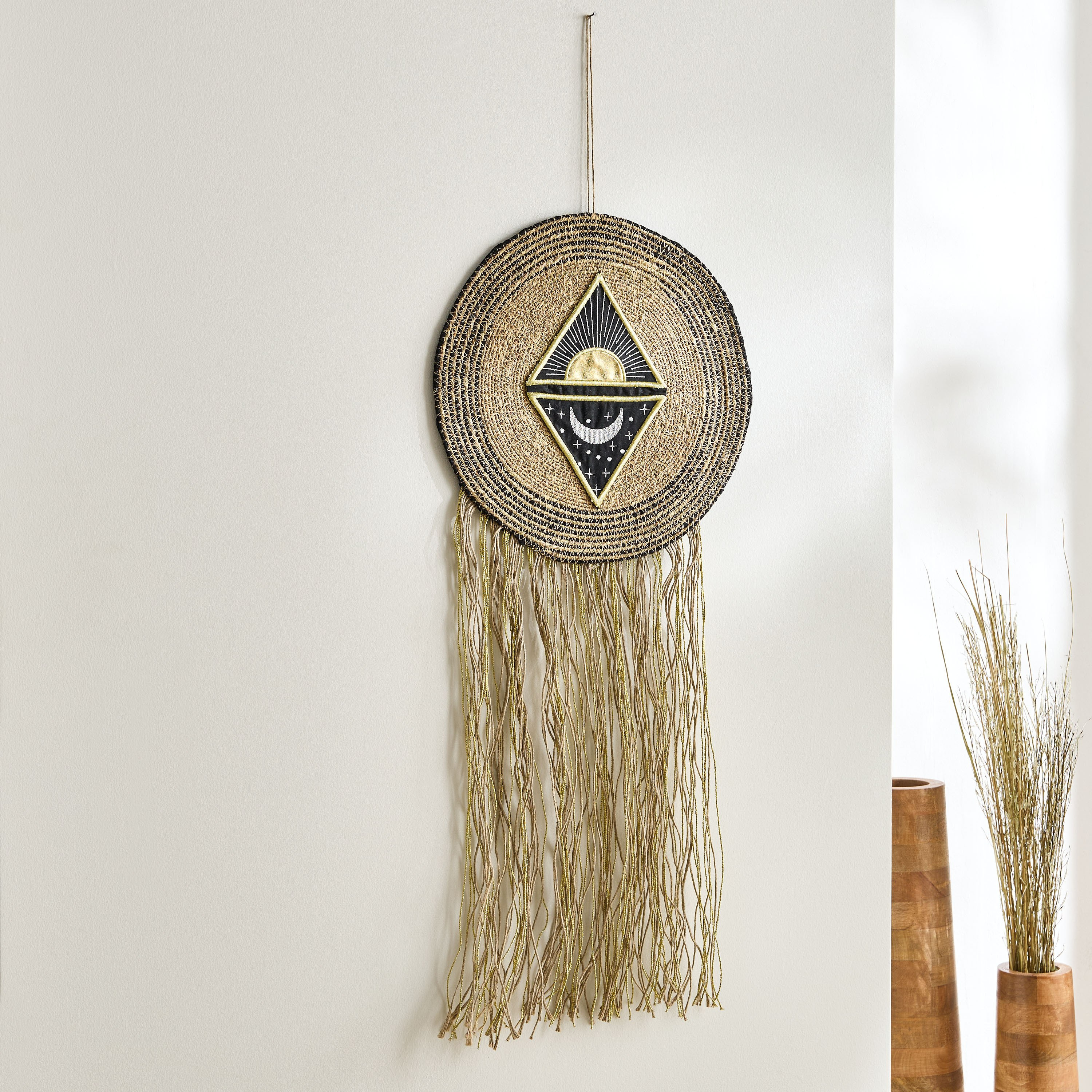 Enzo Sea Grass with Woolen Thread Wall Decor - 40x83 cm-hbxdiningroom-walldecor-wallart-image-1