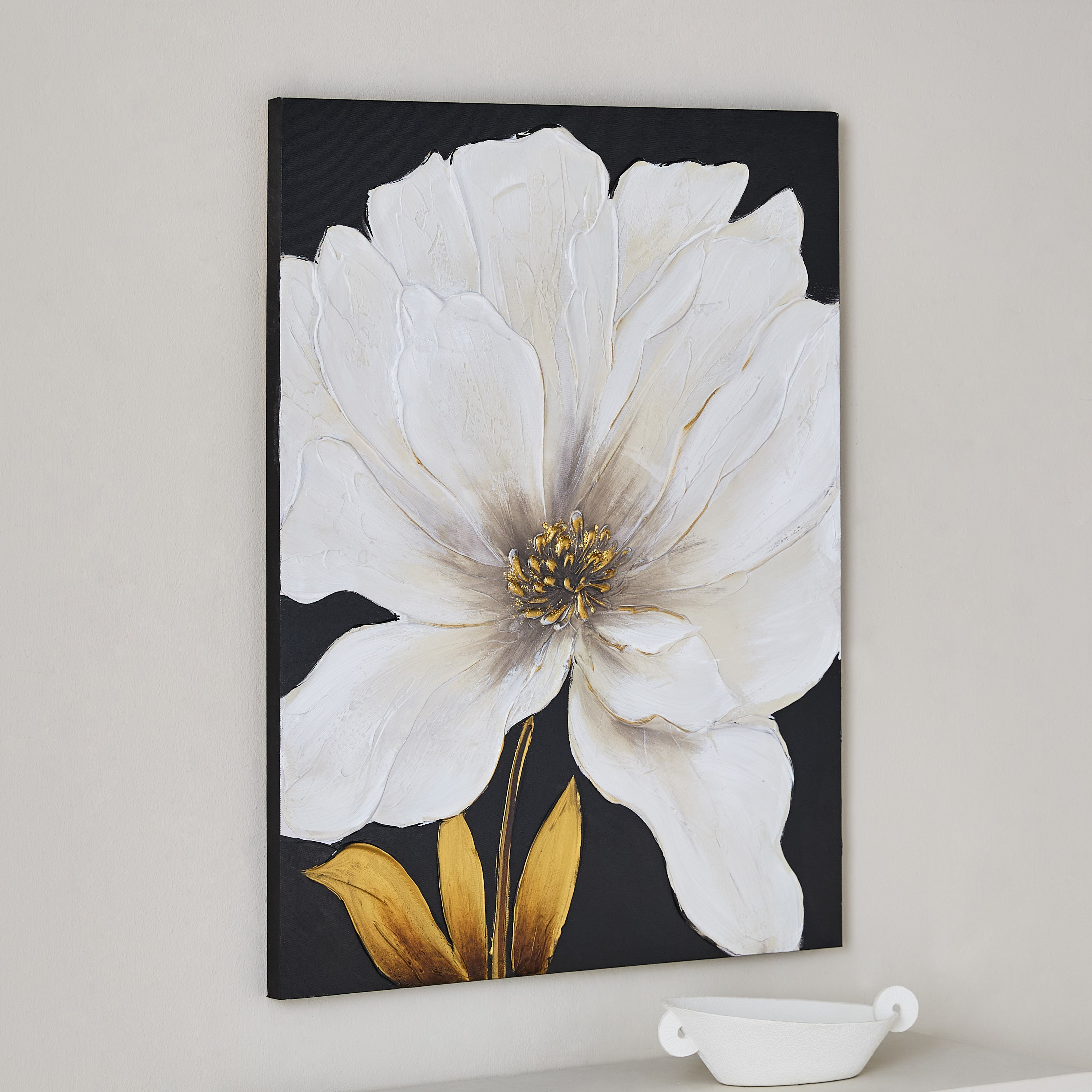 لوحة أزهار كانفاس خشبية مرسومة يدويًا مع أحجار من والمر - 60x3x80 سم-hbxhomeware-hbxdecorandfurnishings-image-1