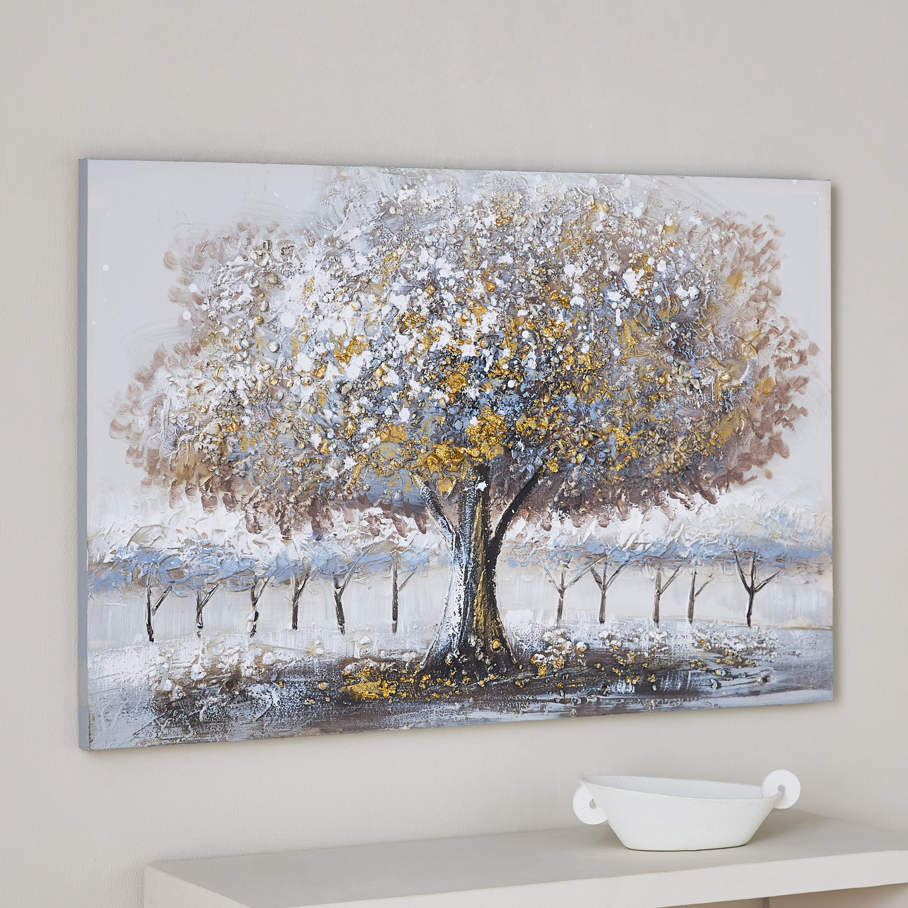 لوحة كانفاس خشبية مرسومة يدويًا مع أحجار من والمر - 90x3x60 سم-hbxhomeware-hbxdecorandfurnishings-image-1