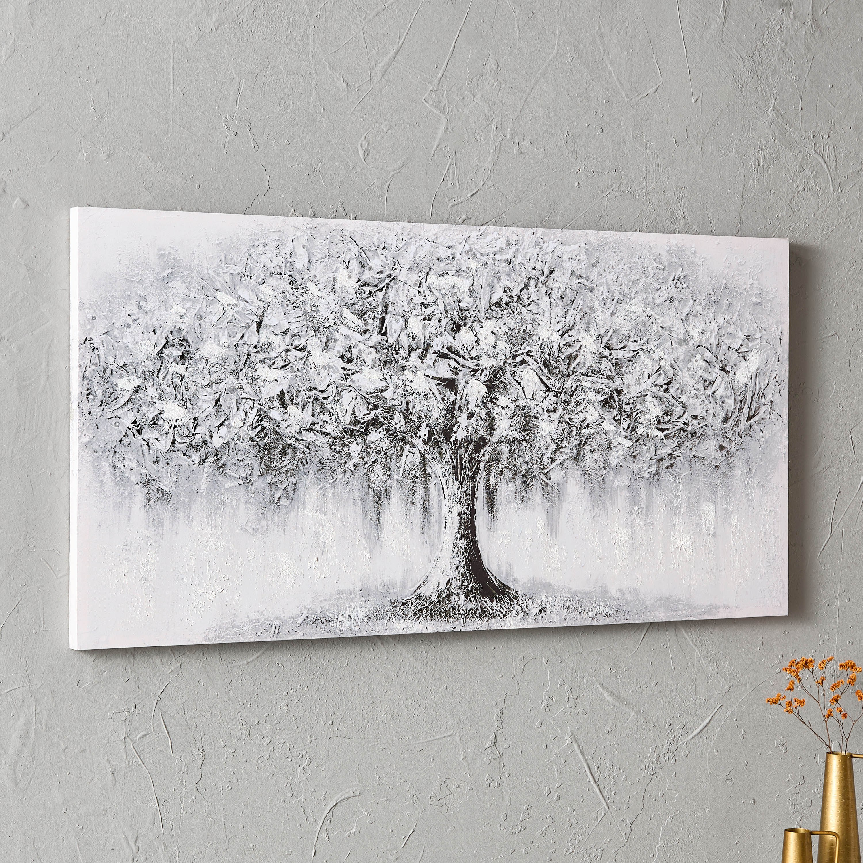 زينة حائط غير مؤطرة مرسومة يدويًا بطبعات شجرة ثلاثية الأبعاد من وولمر - 60x3x120 سم-hbxhomeware-hbxdecorandfurnishings-image-1