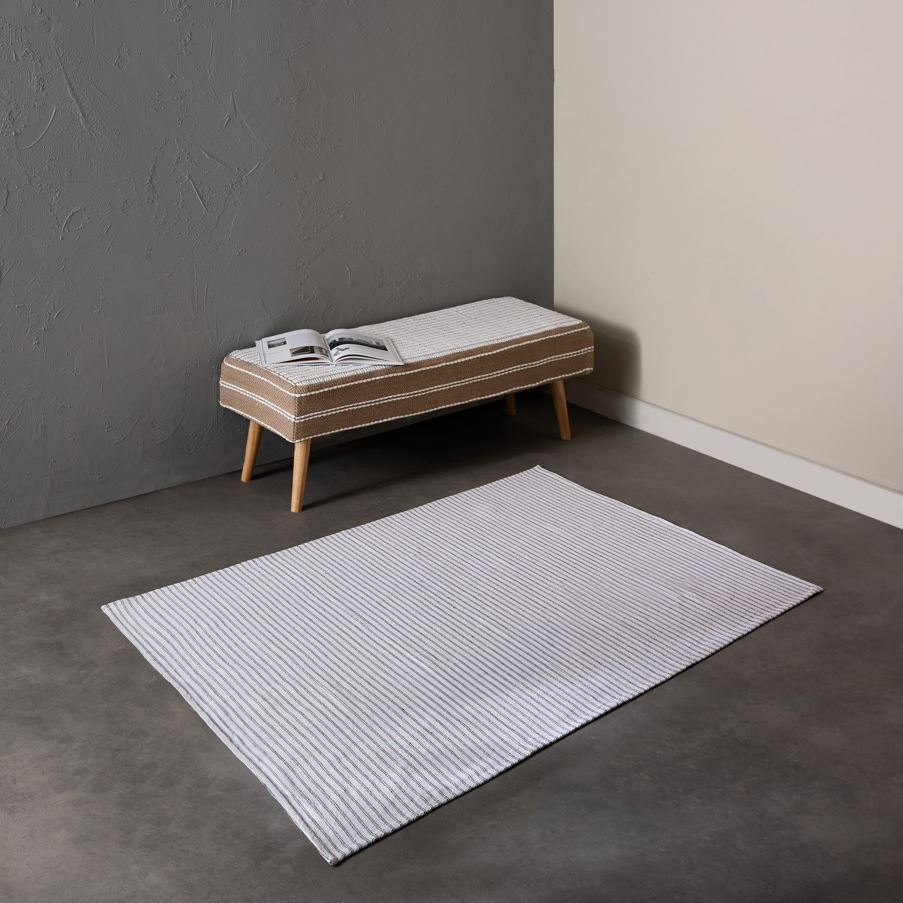 Allan Snow Recycled Cotton Dhurrie - 155x220 cm-hbxdecorandfurnishings-floorcoverings-rugs-image-1