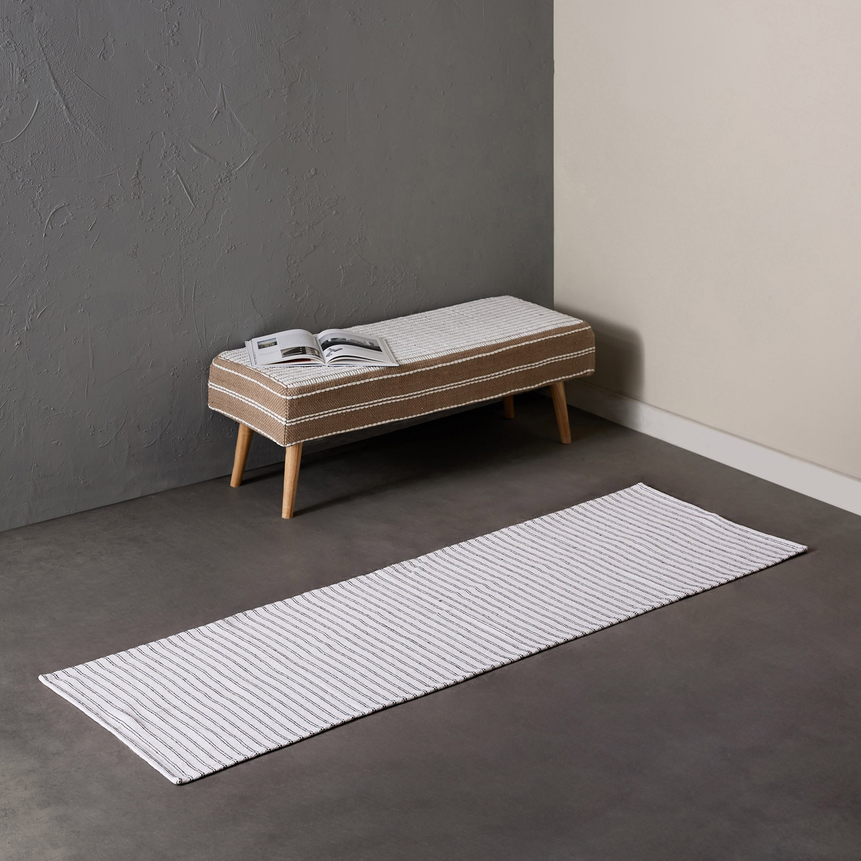 Allan Snow Recycled Cotton Dhurrie - 60x180 cm-hbxdecorandfurnishings-floorcoverings-rugs-image-1