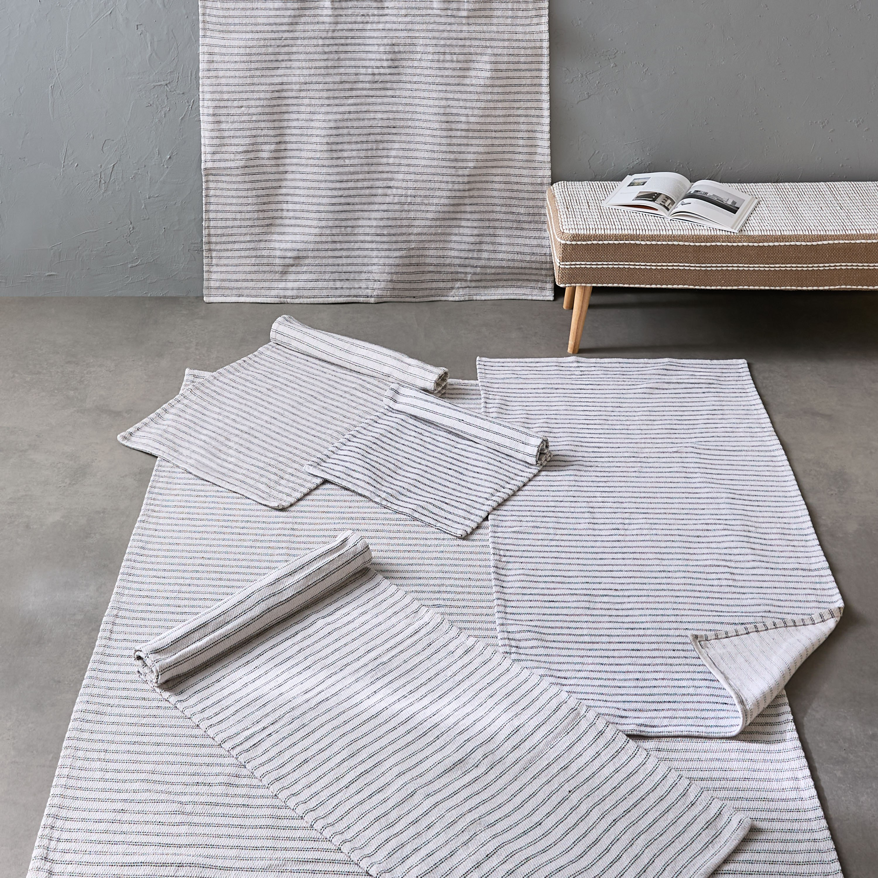 Allan Snow Recycled Cotton Dhurrie - 60x180 cm-hbxdecorandfurnishings-floorcoverings-rugs-image-5