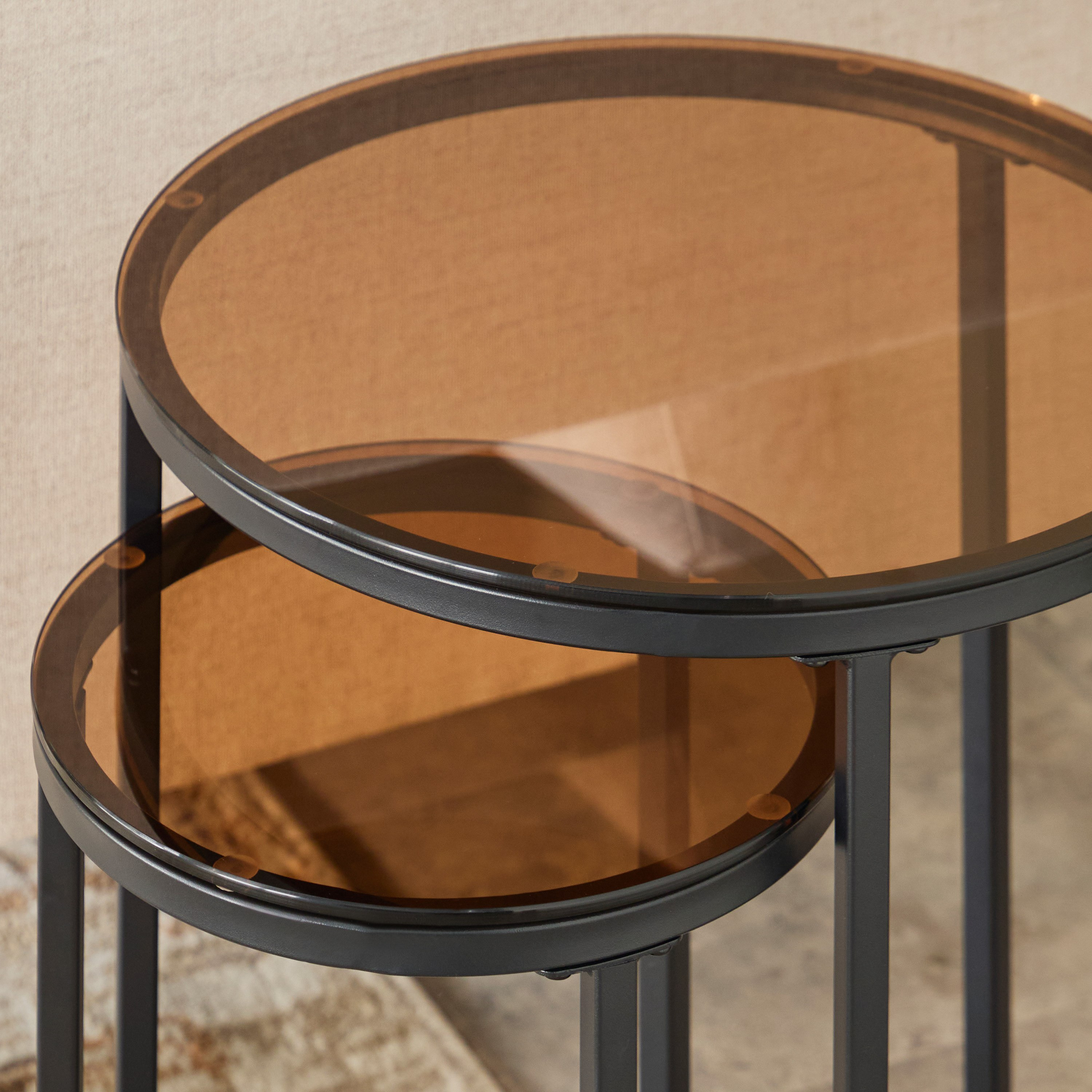 طقم طاولات متداخلة قطعتين بسطح زجاجي من آرك-hbxfurniture-livingroom-nestingtables-image-4