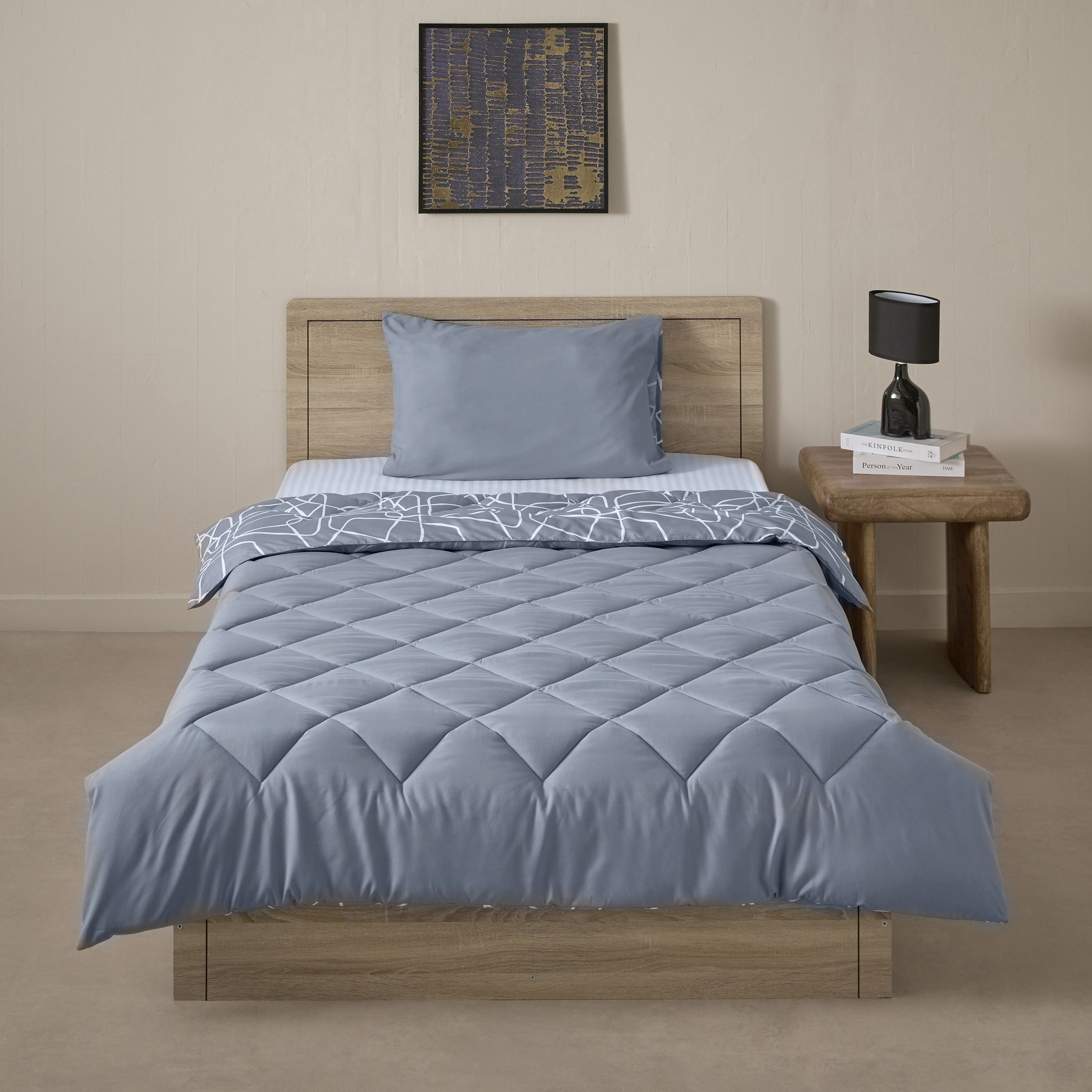 طقم لحاف زوجي مايكروفايبر قطعتين يستخدم على الوجهين كوهمو من مدريد - 160x220 سم-hbxhomeware-hbxbedroom-image-4