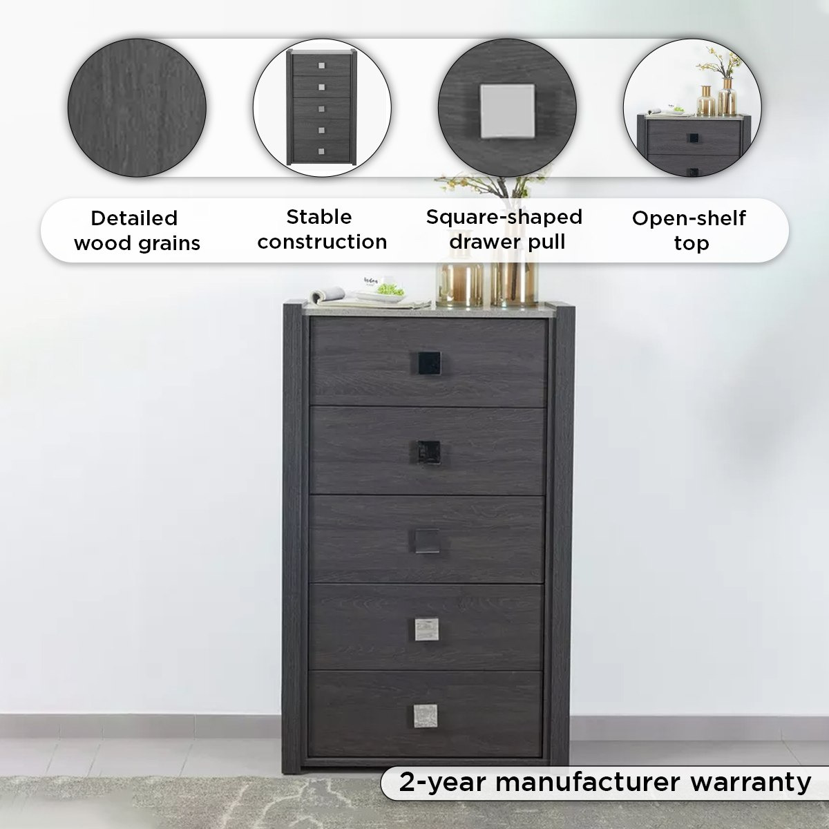 وحدة 5 أدراج من كامبريدج-hbxfurniture-dressersandchests-chestofdrawers-image-4