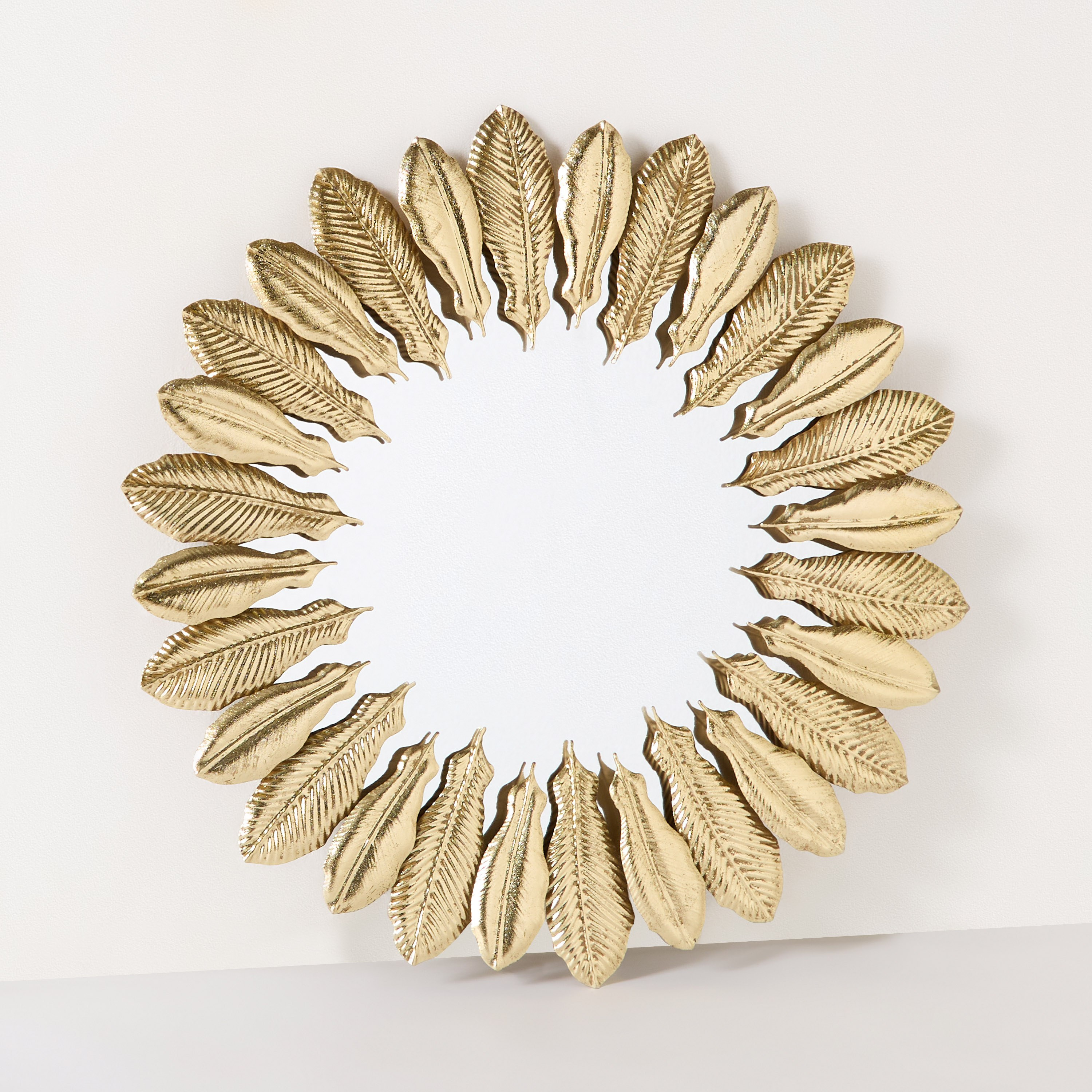 مرآة حائط فاخرة من المعدن شديد التحمل بتصميم ريش من ديلب - 69.2x69.2x4.4 سم-hbxhomeware-hbxdecorandfurnishings-image-5