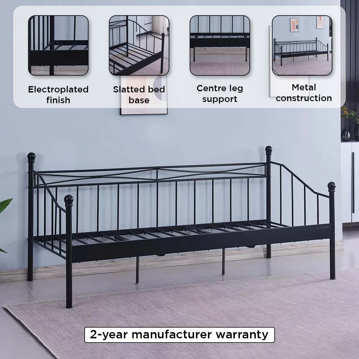 Vanilla Isabella Single Day Bed - 90x200 cm-hbxfurniture-bedsandbedsets-daybeds-image-8