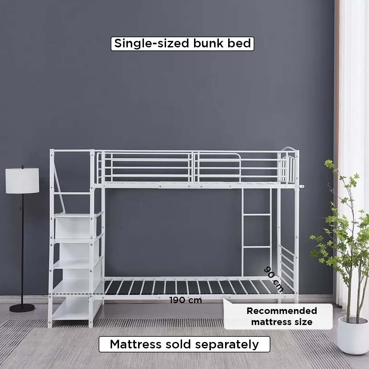 سرير فردي بطابقين وسلم من جونو - 90x190 سم-hbxkidsandyouth-bedsandbedsets-bunkbeds-single-image-5