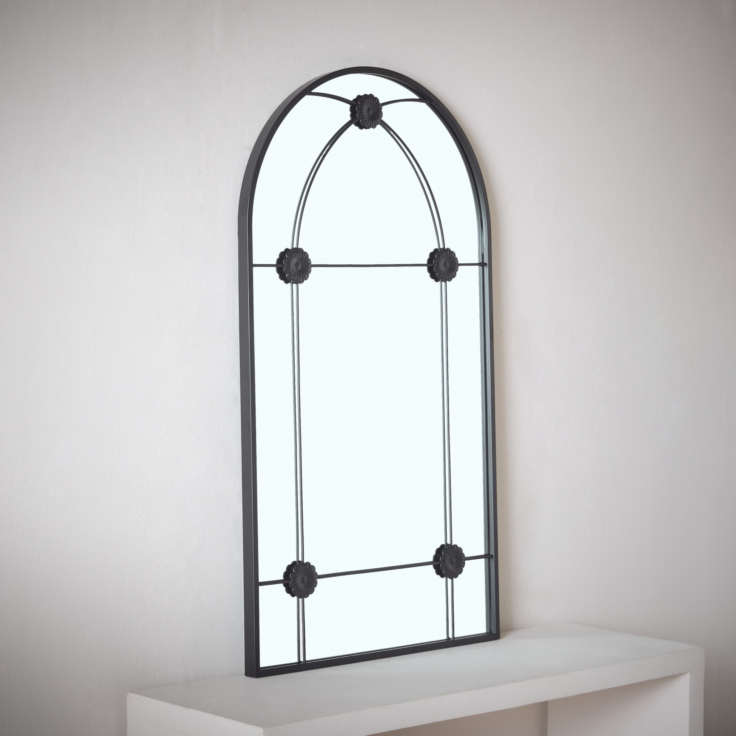 Fresco Metal Frame Windowpane Wall Mirror - 50x90 cm-hbxhomeware-hbxdecorandfurnishings-image-1
