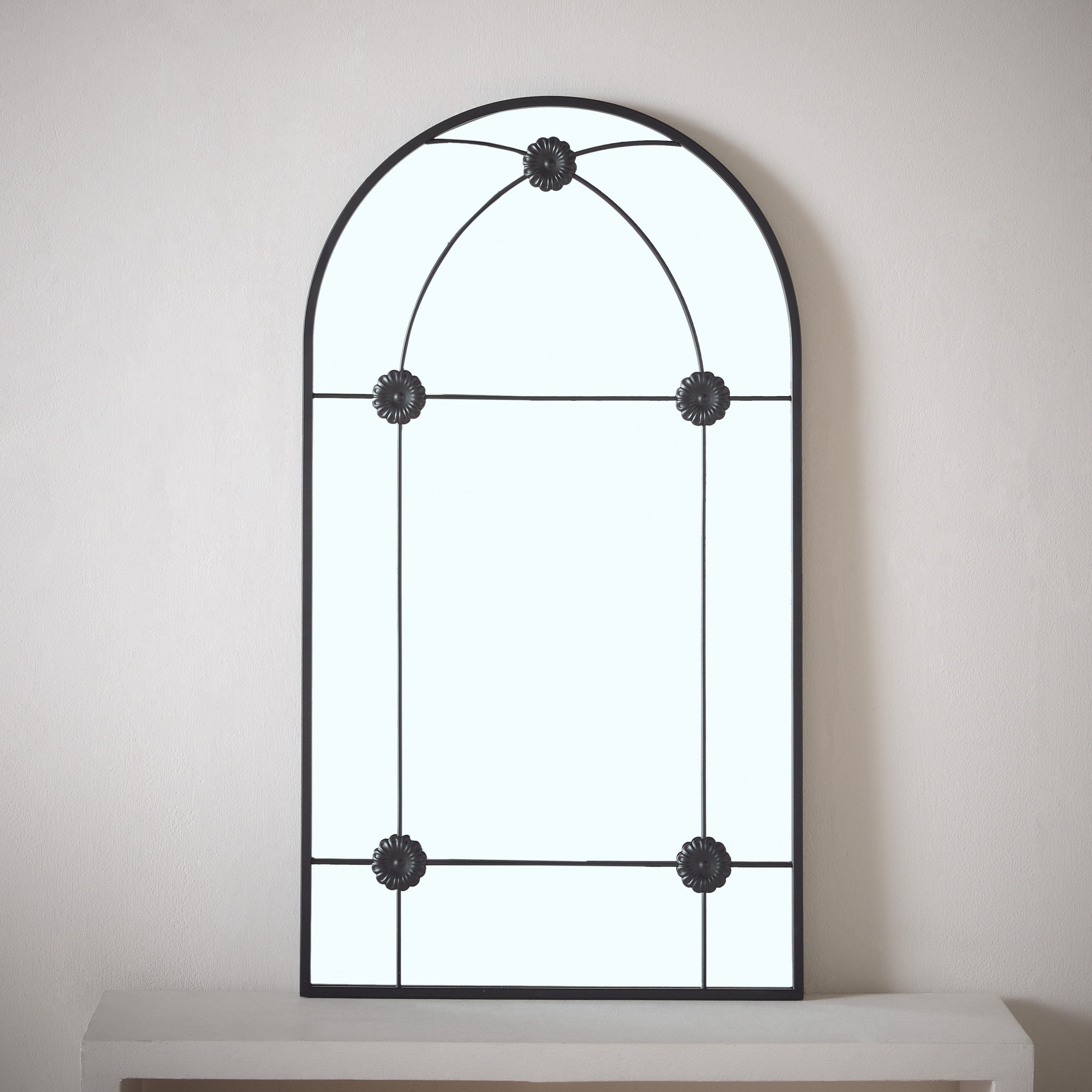 Fresco Metal Frame Windowpane Wall Mirror - 50x90 cm-hbxhomeware-hbxdecorandfurnishings-image-2