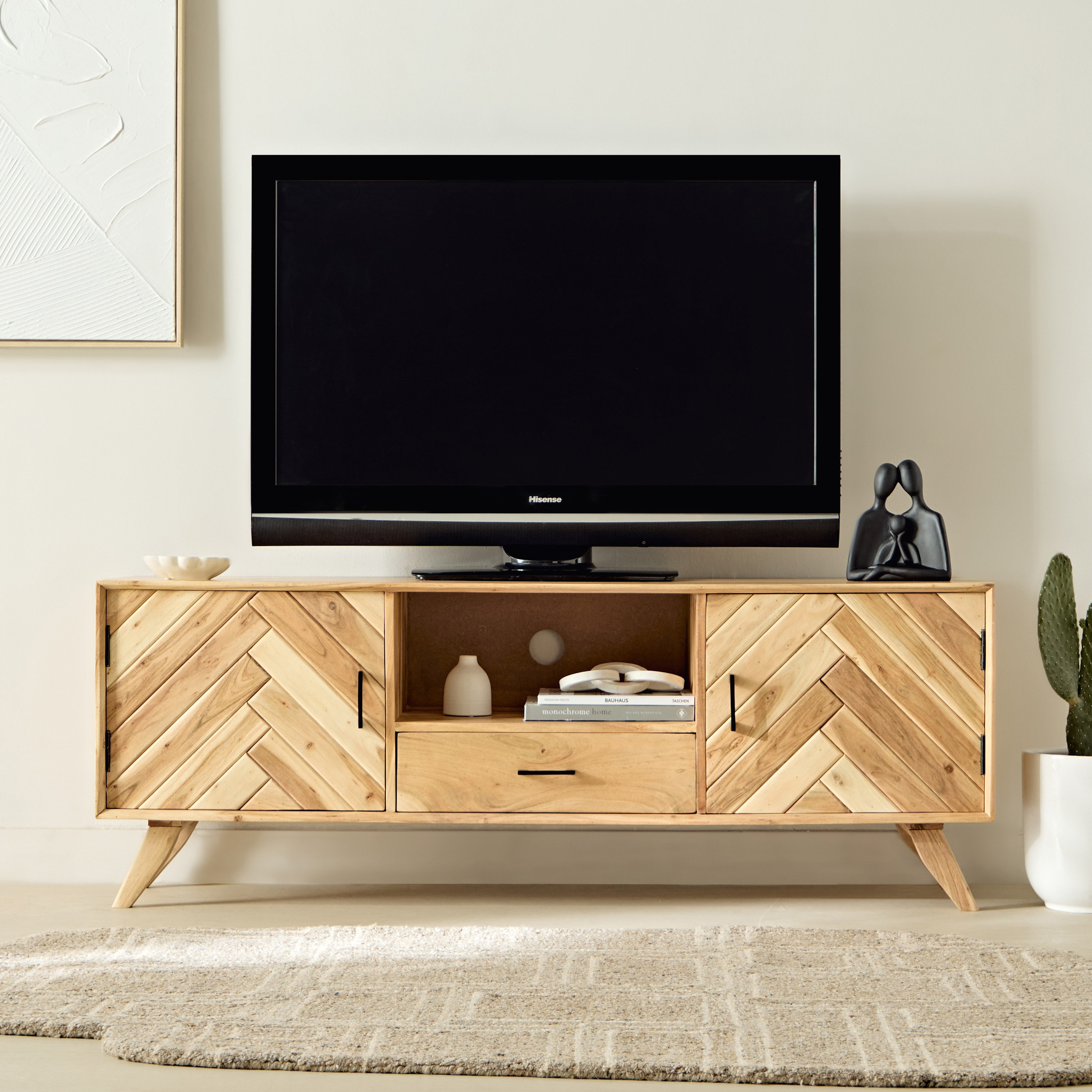 Vendra Chevron 1.5 Metre Solid Wood TV Unit for TVs up to 65 inches-hbxlivingroom-mediaunitsandstorage-tvunits-image-2