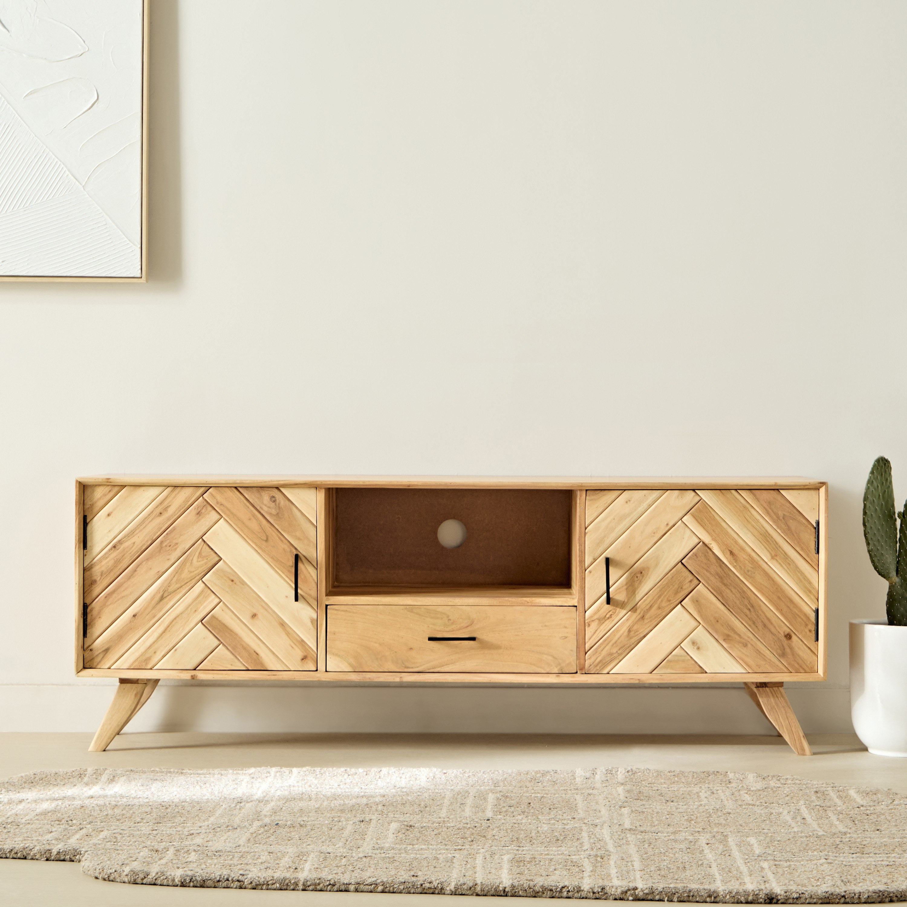 Vendra Chevron 1.5 Metre Solid Wood TV Unit for TVs up to 65 inches-hbxlivingroom-mediaunitsandstorage-tvunits-image-3