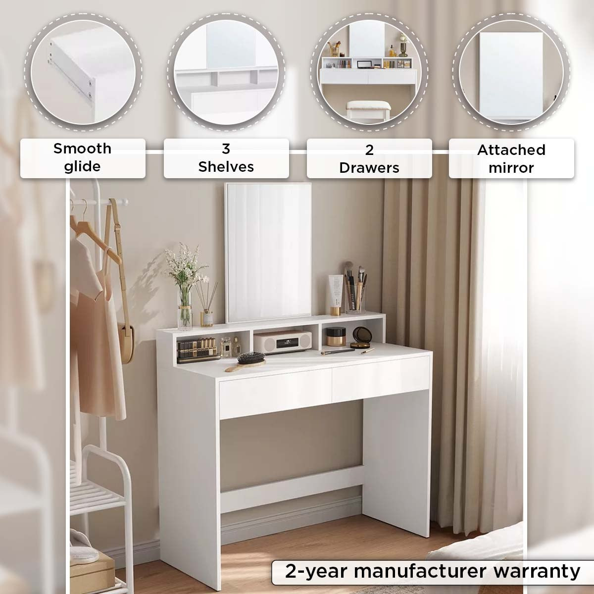 طاولة تزيين فانيتي مع مرآة و2 درج - برنسيس نيو من موڤو-hbxfurniture-kidsroom-kidsdressersandmirrors-image-7