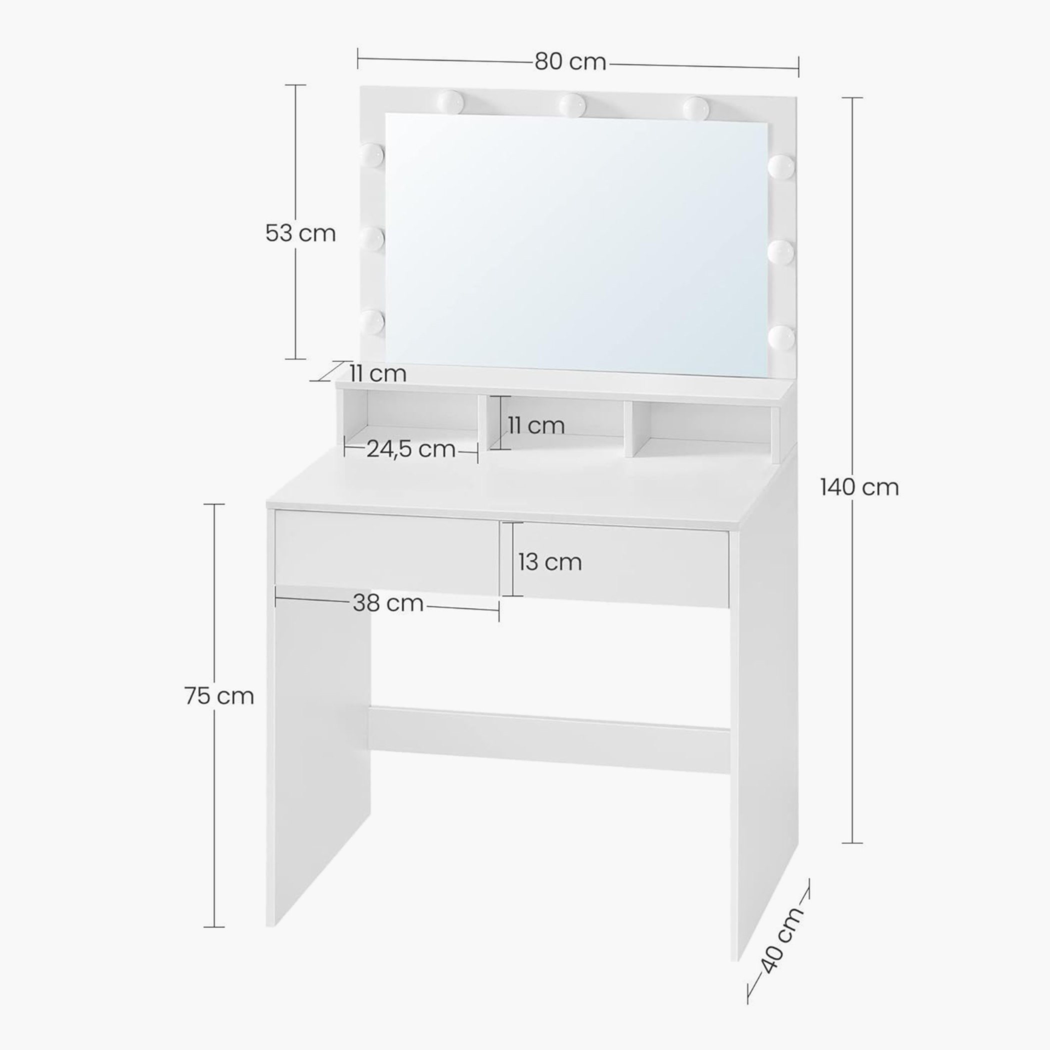 طاولة تزيين فانيتي 2 درج مع مرآة وأضواء - برنسيس بلاش من موڤو -hbxfurniture-kidsroom-kidsdressersandmirrors-image-8