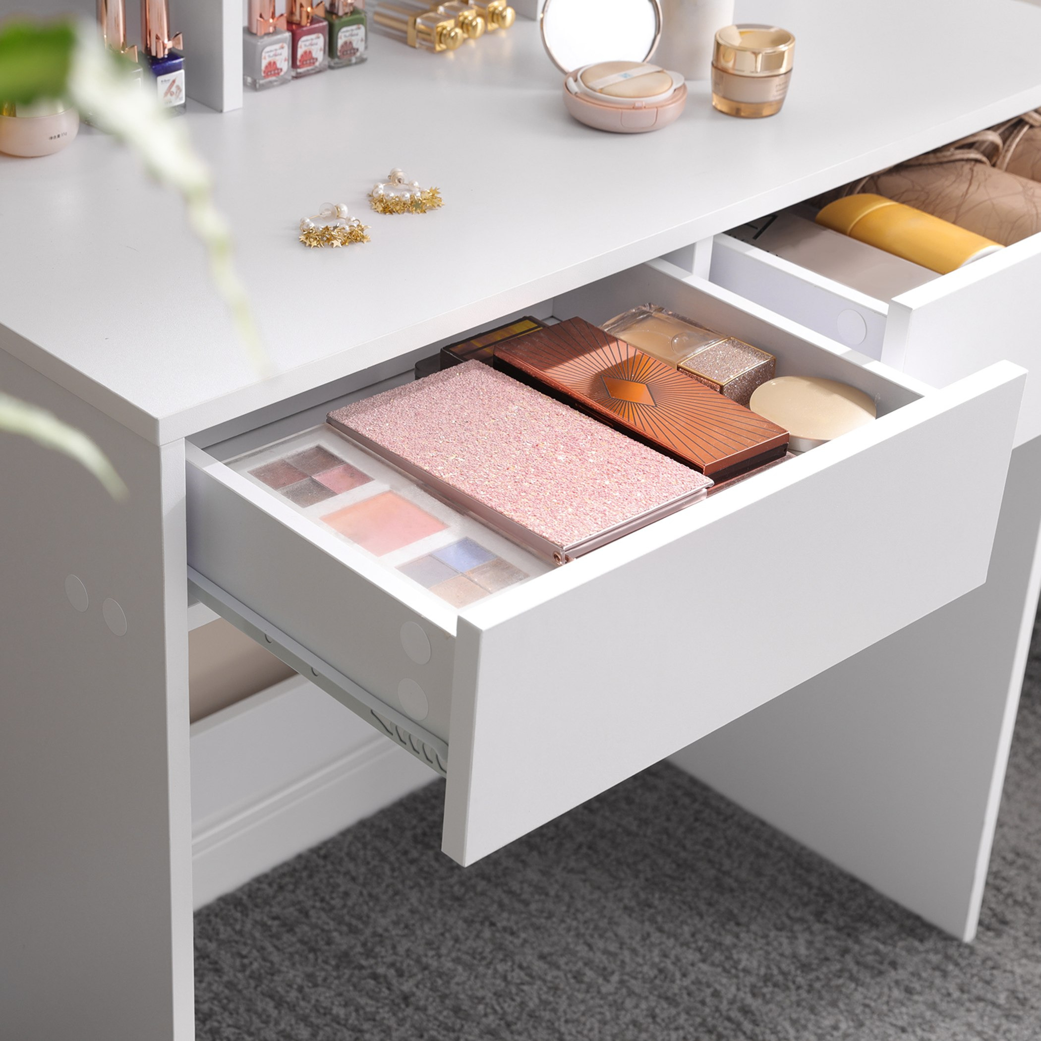 Movo Princess Treo 2-Drawer Vanity Dresser with Folding Mirror-hbxfurniture-kidsroom-kidsdressersandmirrors-image-5