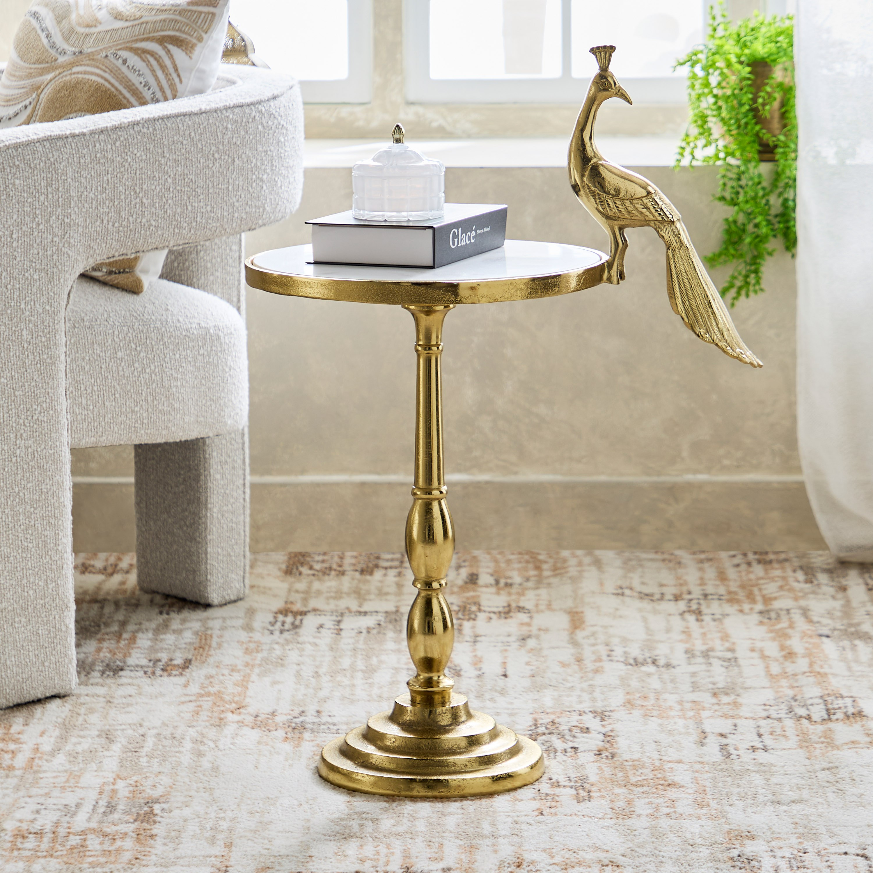 Cavon Peahen Genuine Marble Top Accent Table-hbxfurniture-livingroom-endtables-image-1