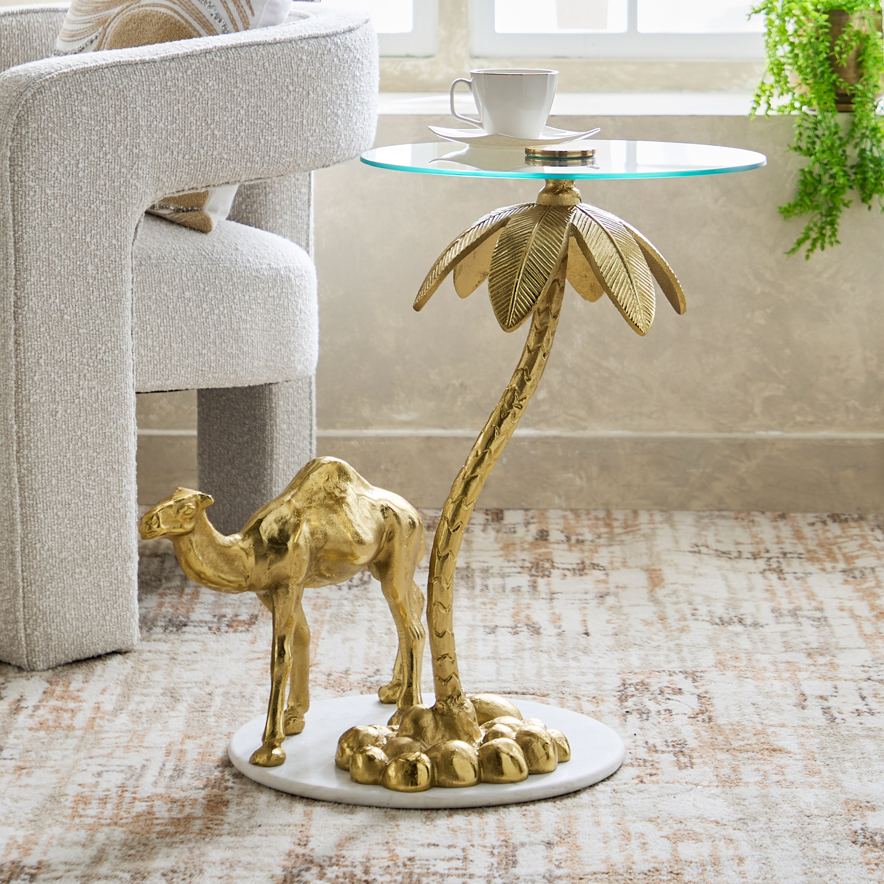 طاولة جانبية بسطح من الرخام الأصلي والزجاج - كاميل من فيندرا -hbxfurniture-livingroom-endtables-image-1