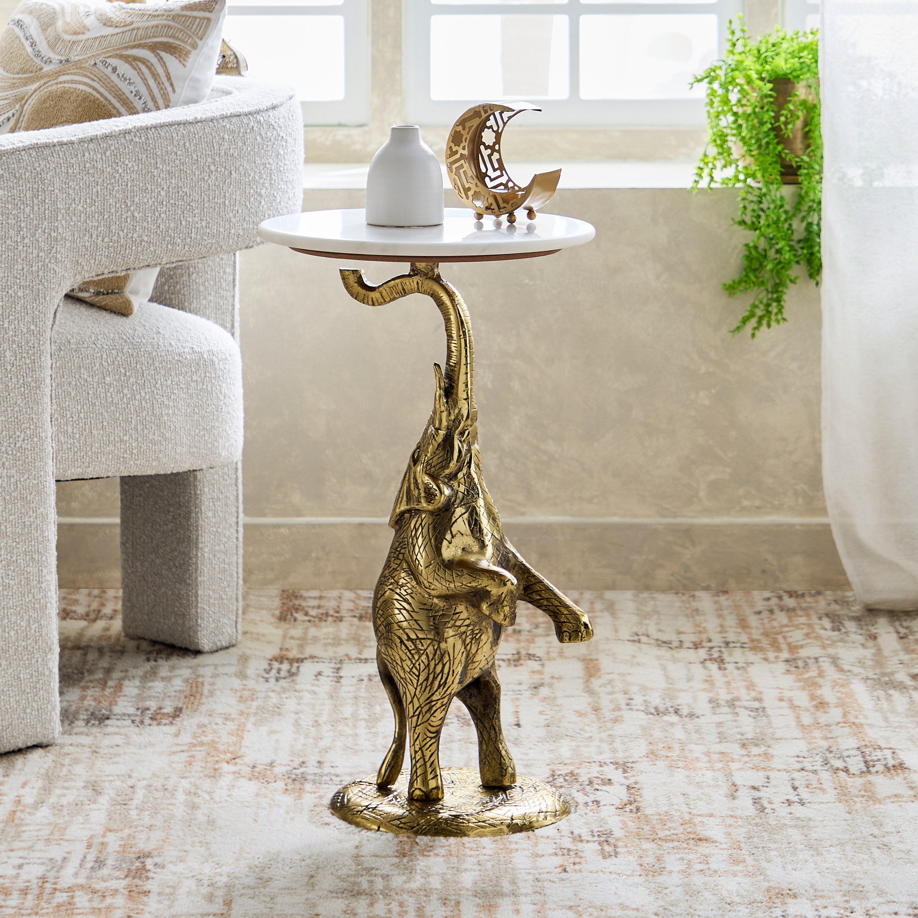 Cavon Gaj Genuine Marble Top Side Table-hbxfurniture-livingroom-endtables-image-1