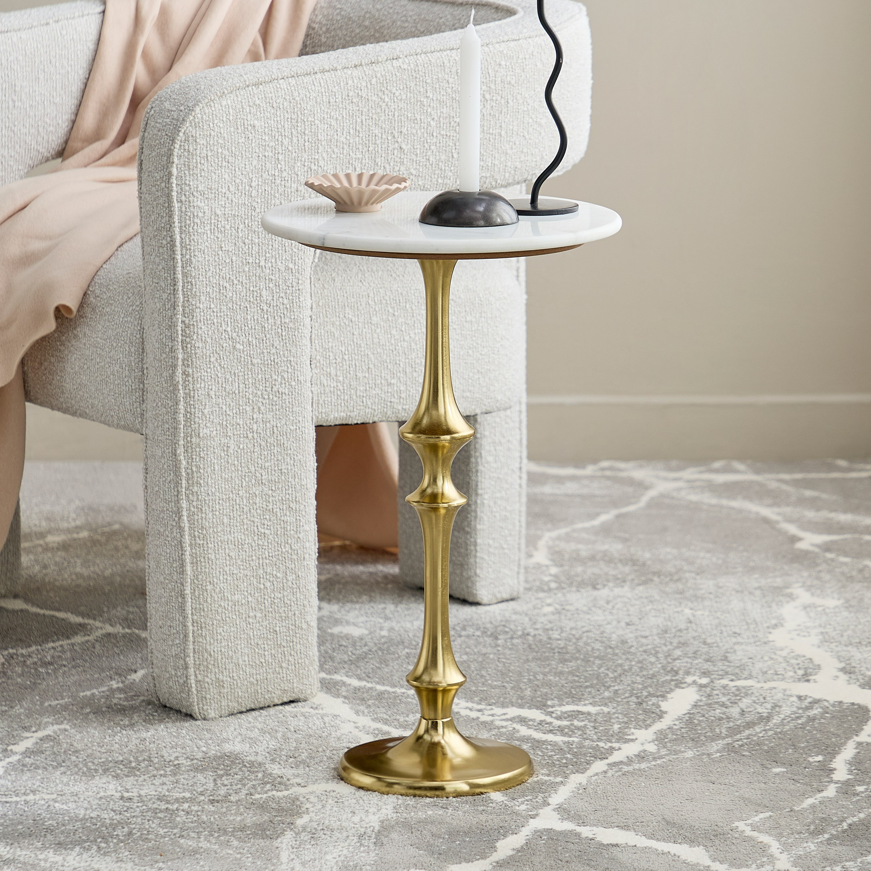 Cavon Lauren Genuine Marble Top Side Table-hbxfurniture-livingroom-endtables-image-1