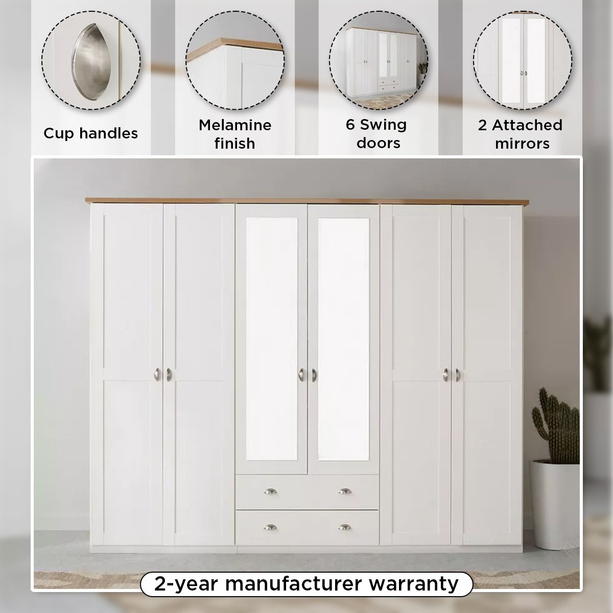 خزانة ملابس 6 أبواب ودرجين ومرايا من لويزيانا-hbxfurniture-wardrobes-image-4