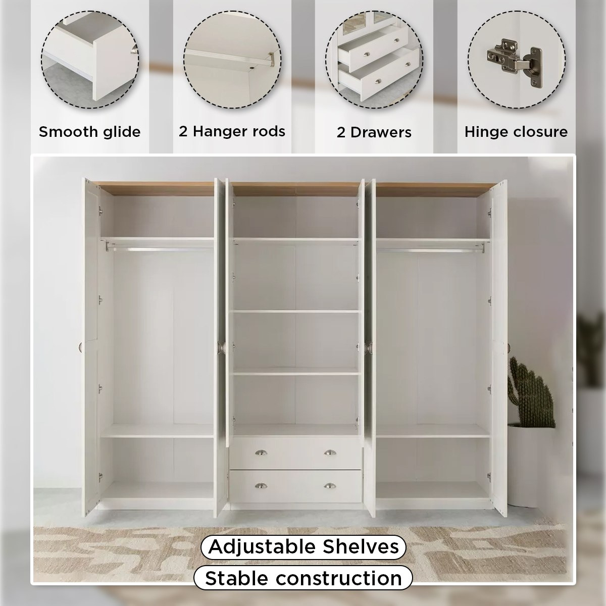 خزانة ملابس 6 أبواب ودرجين ومرايا من لويزيانا-hbxfurniture-wardrobes-image-5