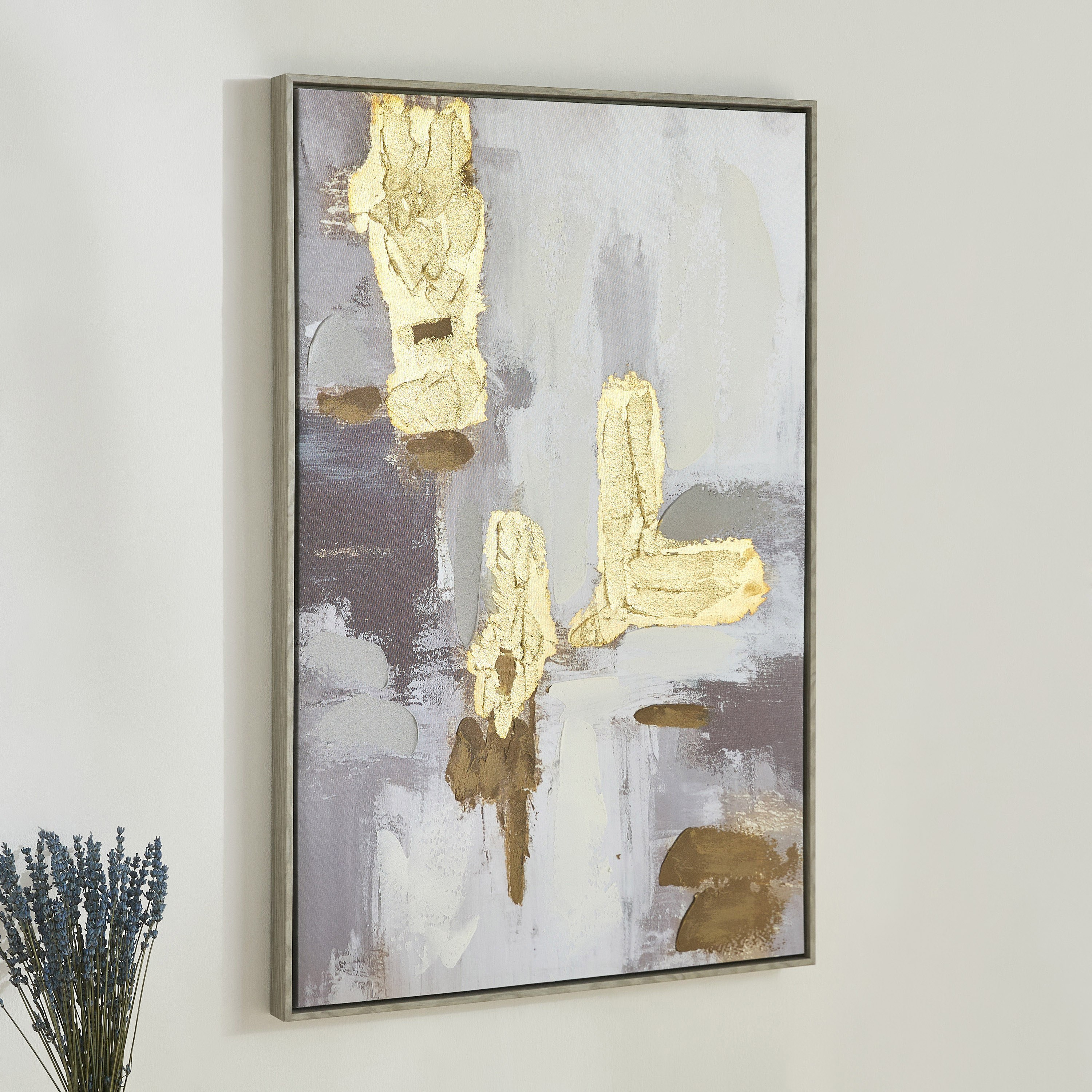 لوحة كانفاس مؤطرة برسم يدوي ورقائق ذهبية من فيستا - 60x90x38 سم-hbxhomeware-hbxdecorandfurnishings-image-1