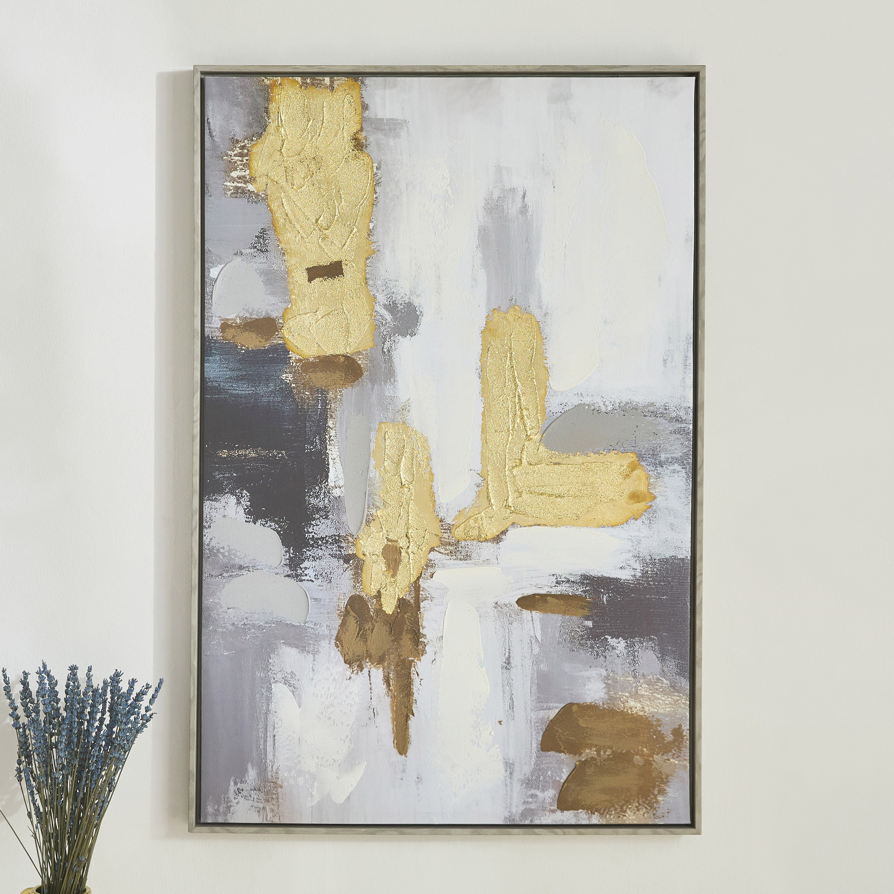 لوحة كانفاس مؤطرة برسم يدوي ورقائق ذهبية من فيستا - 60x90x38 سم-hbxhomeware-hbxdecorandfurnishings-image-2