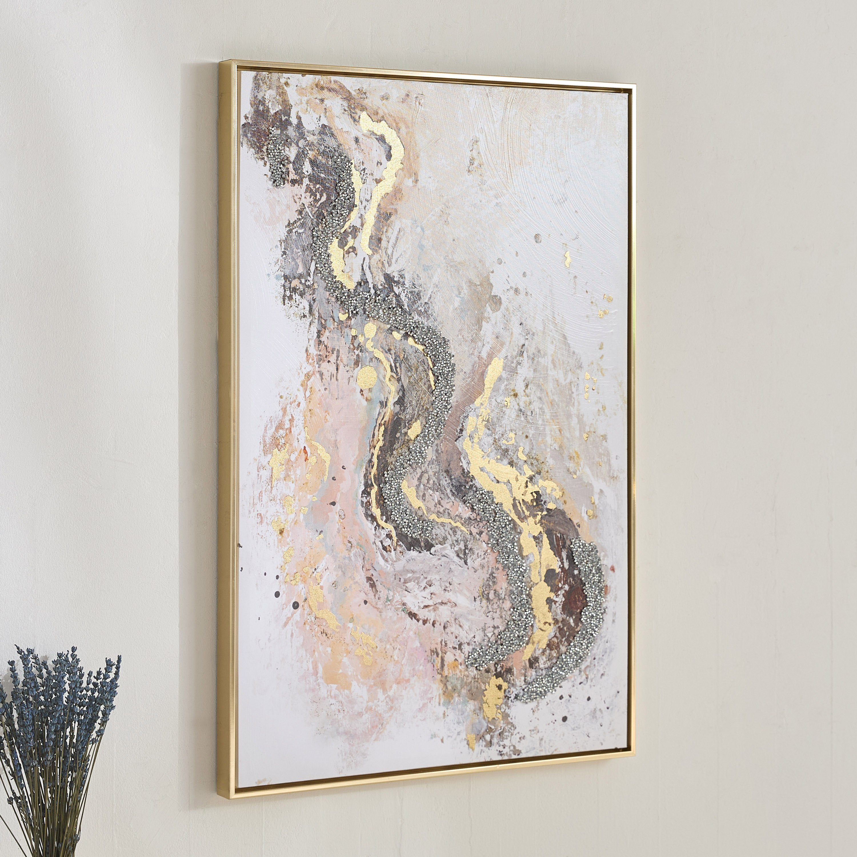 Fista Framed Canvas with Crystal Beads - 60x90x38 cm-hbxhomeware-hbxdecorandfurnishings-image-1