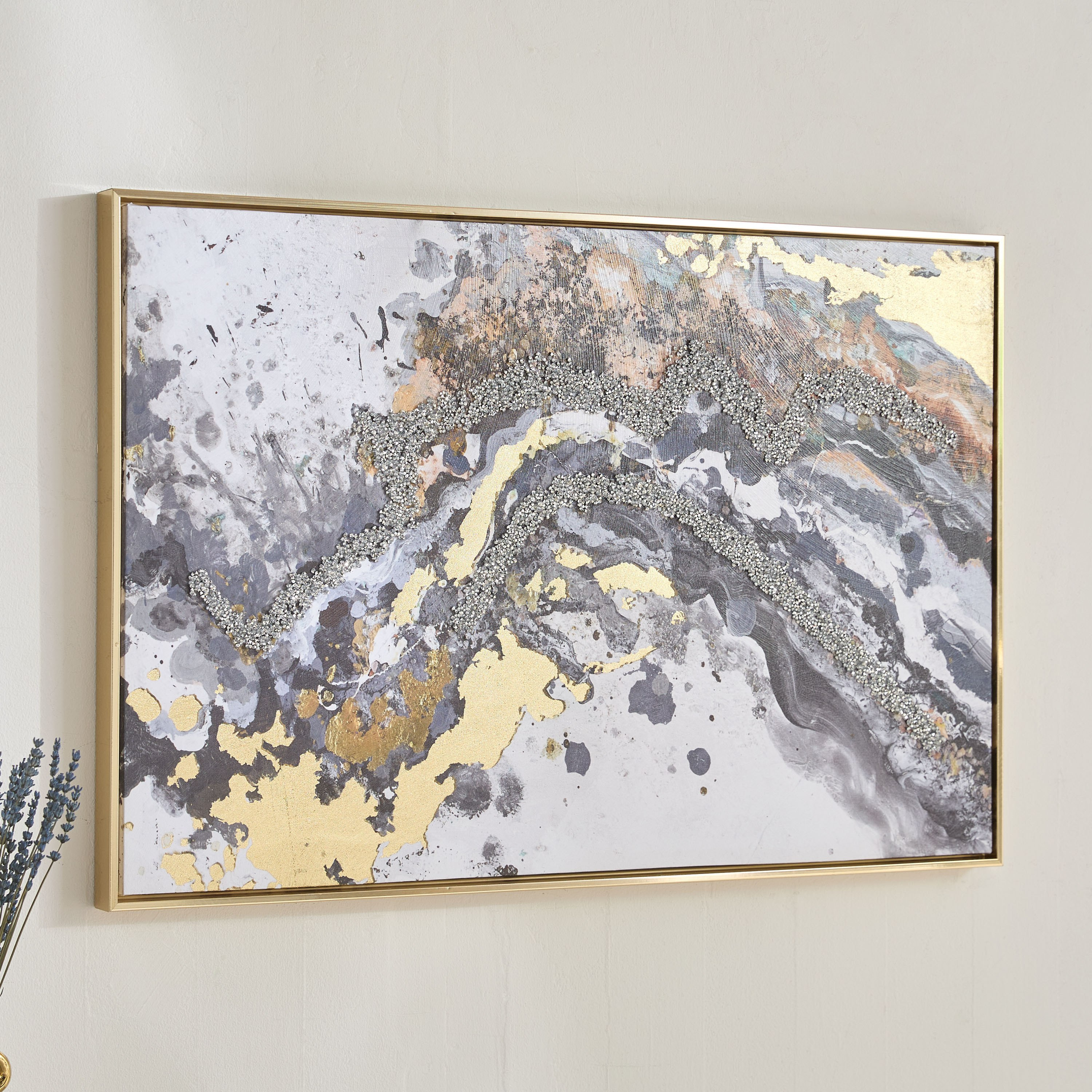 لوحة كانفاس بإطار وخرز كريستال من فيستا - 60x90x38 سم-hbxhomeware-hbxdecorandfurnishings-image-1