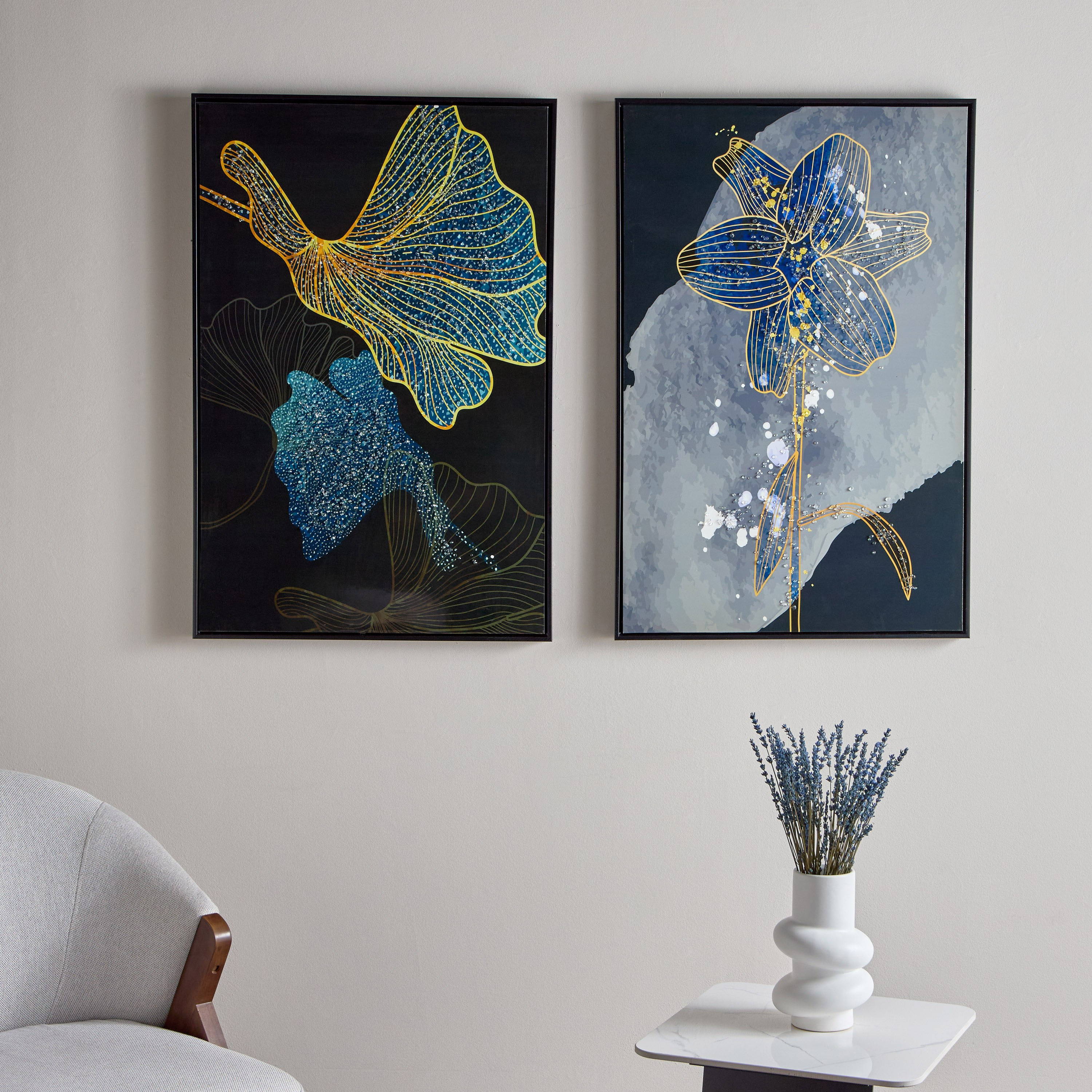 لوحة كانفاس قماشية بإطار من الزهور مع خرز من فيستا - 60x90x38 سم-hbxhomeware-hbxdecorandfurnishings-image-4
