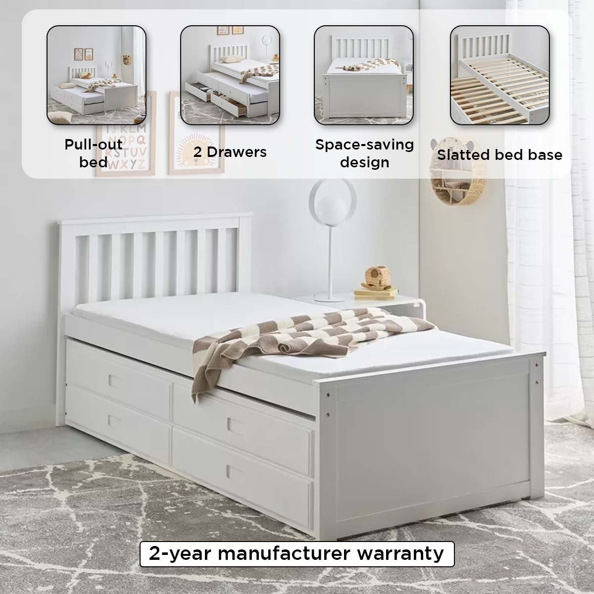 سرير كابتن فردي مع وحدة سرير سفلية ودرج - ستوفا فانيلا من موڤو  - 90x200 سم-hbxfurniture-bedsandbedsets-beds-single-image-4
