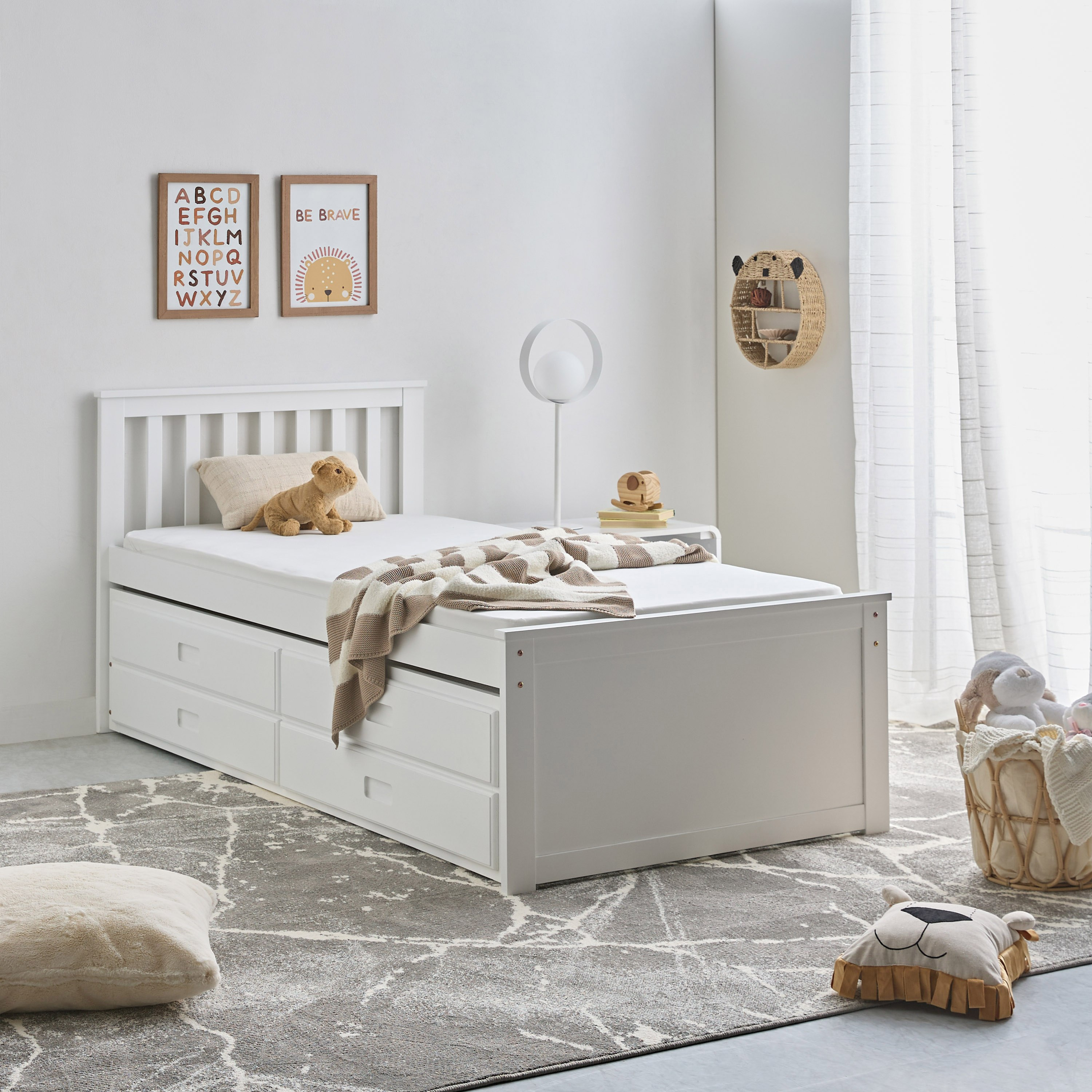 سرير كابتن فردي مع وحدة سرير سفلية ودرج - ستوفا فانيلا من موڤو  - 90x200 سم-hbxfurniture-bedsandbedsets-beds-single-image-2