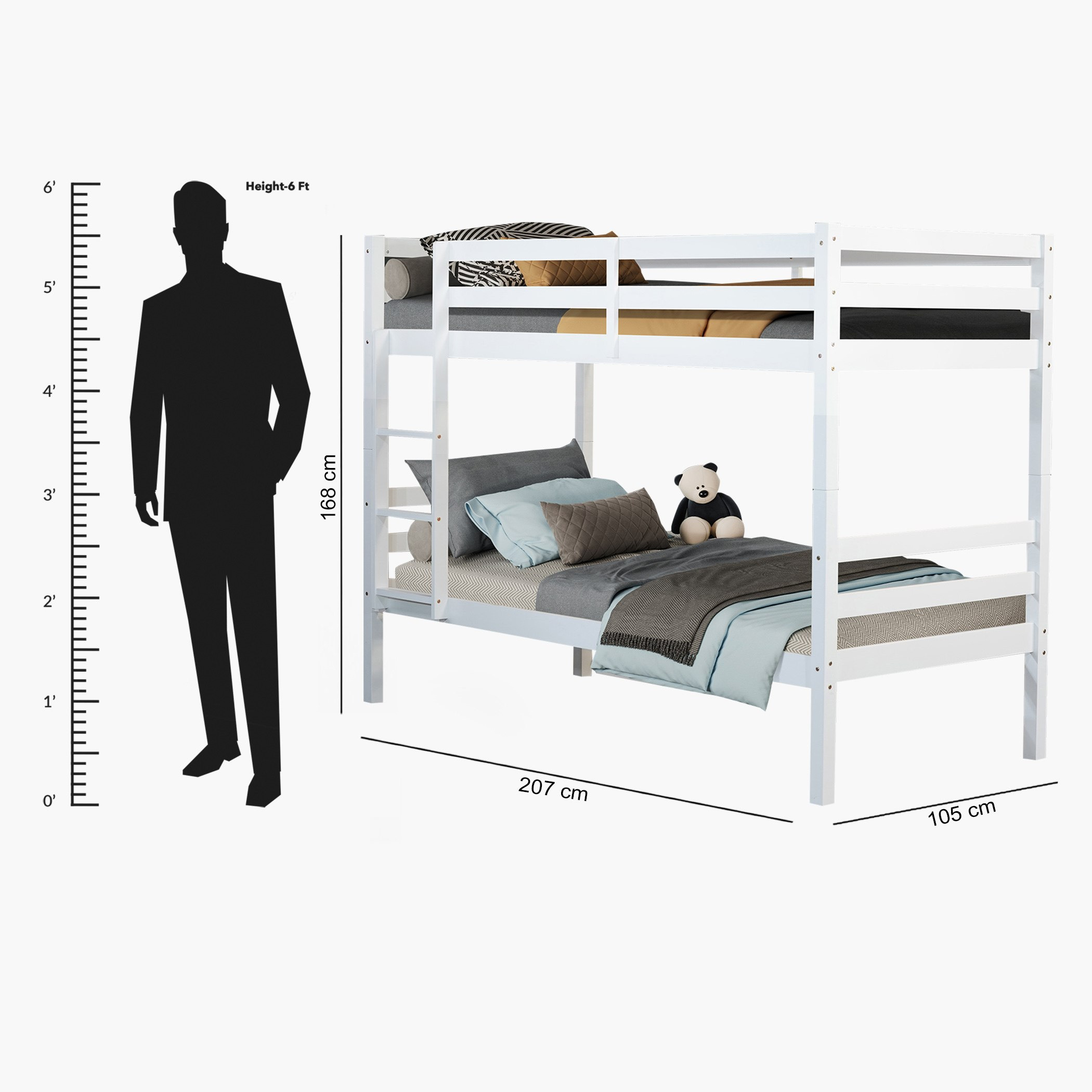 Movo Stova Vanilla Single Convertible Bunk Bed - 90x200 cm-hbxkidsandyouth-bedsandbedsets-bunkbeds-single-image-15