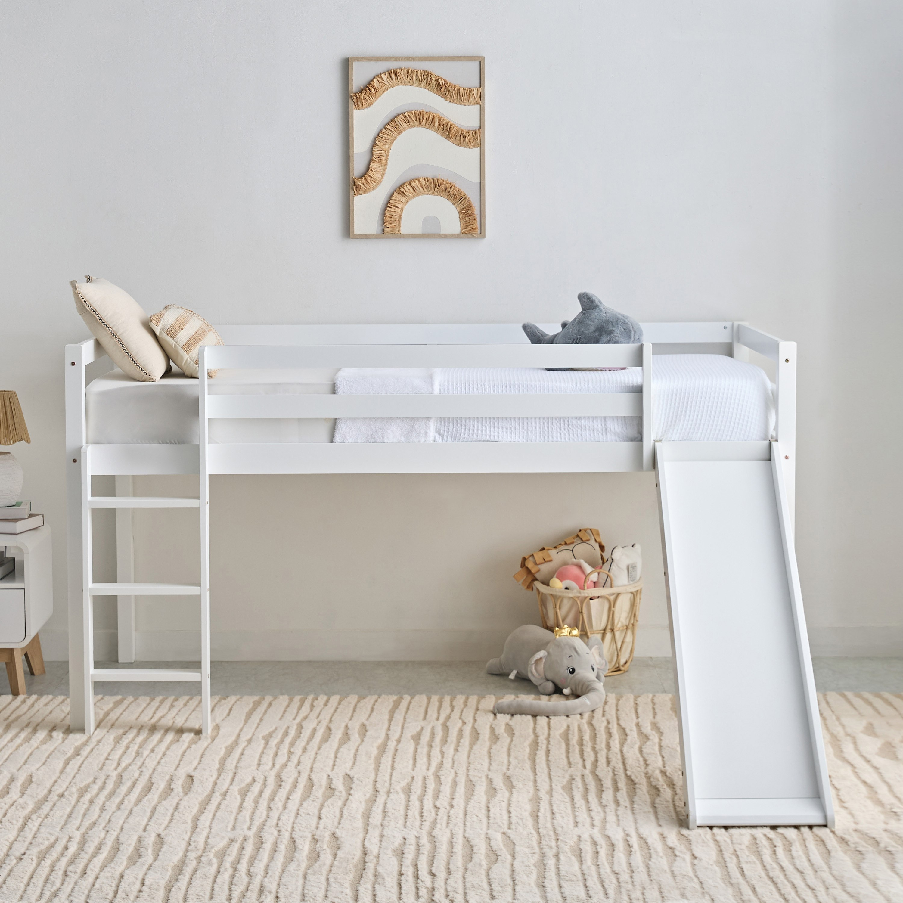 Stova Vanilla Loft Single Bed with Slide and Climbing Ladder - 90x200 cm-hbxkidsandyouth-bedsandbedsets-bunkbeds-single-image-2