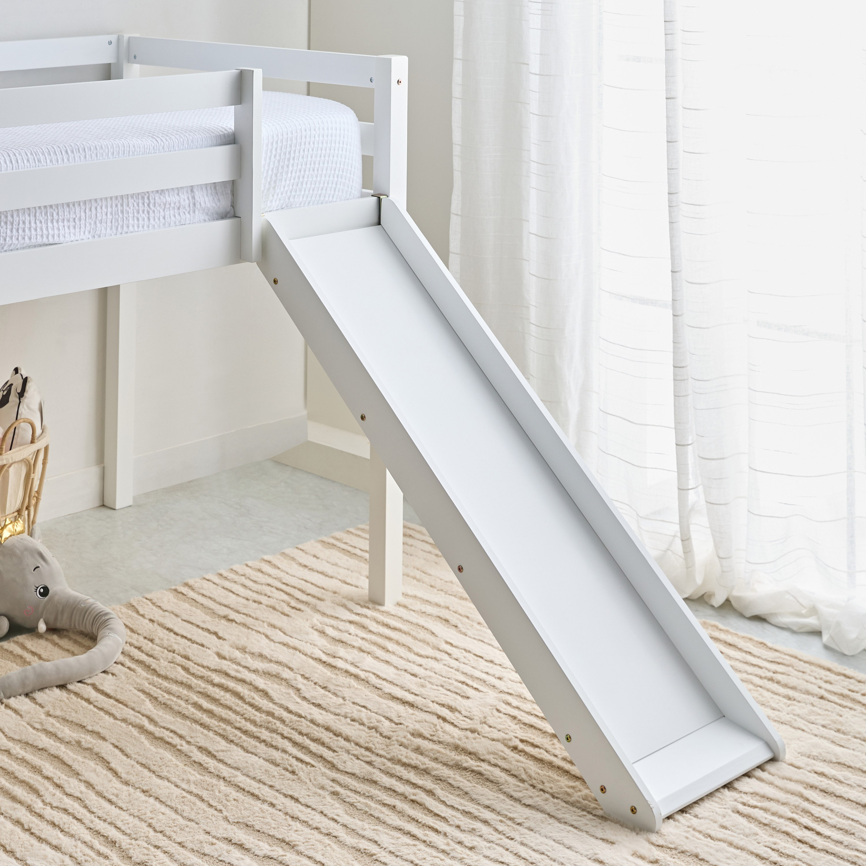 Stova Vanilla Loft Single Bed with Slide and Climbing Ladder - 90x200 cm-hbxkidsandyouth-bedsandbedsets-bunkbeds-single-image-3