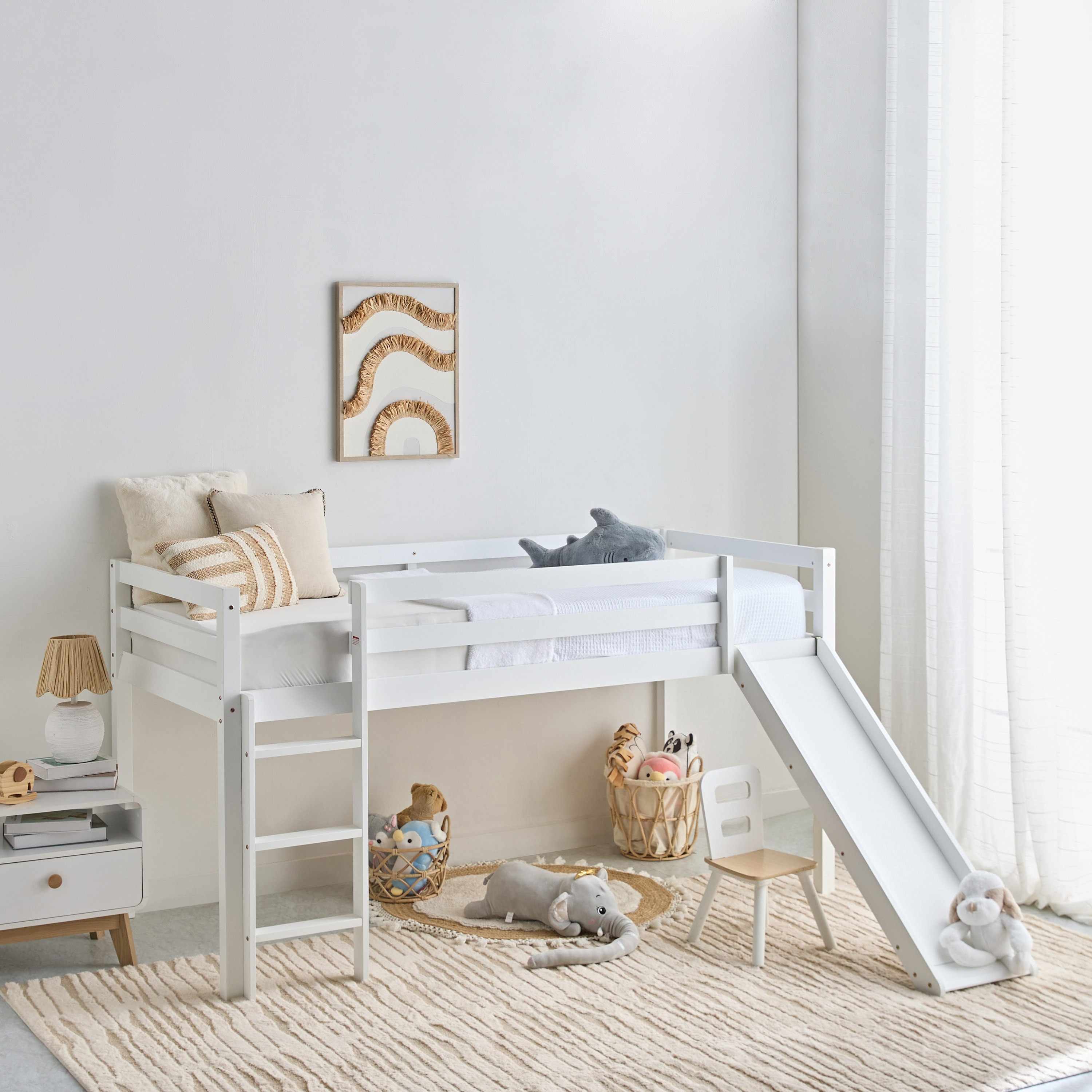 Stova Vanilla Loft Single Bed with Slide and Climbing Ladder - 90x200 cm-hbxkidsandyouth-bedsandbedsets-bunkbeds-single-image-8
