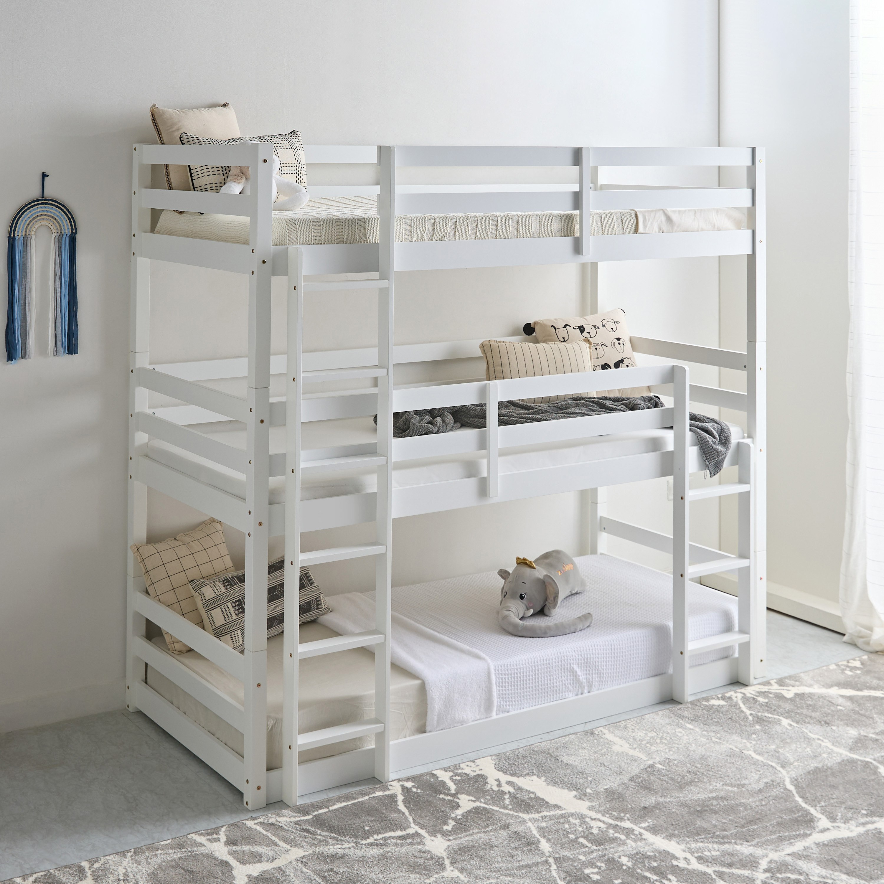 سرير طابقين فردي ثلاثي قابل للتحويل - ستوفا فانيلا من موڤو - 90x200 سم-hbxkidsandyouth-bedsandbedsets-bunkbeds-single-image-1