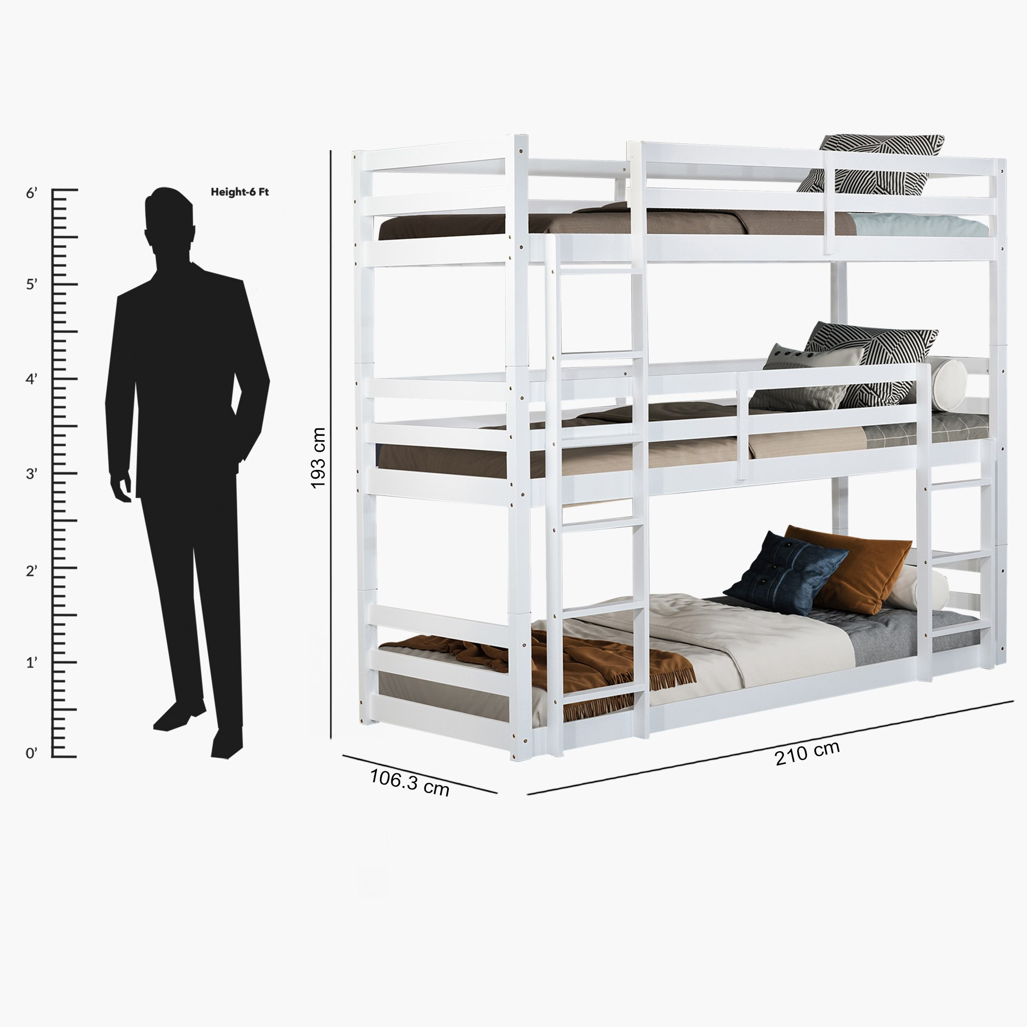 سرير طابقين فردي ثلاثي قابل للتحويل - ستوفا فانيلا من موڤو - 90x200 سم-hbxkidsandyouth-bedsandbedsets-bunkbeds-single-image-4